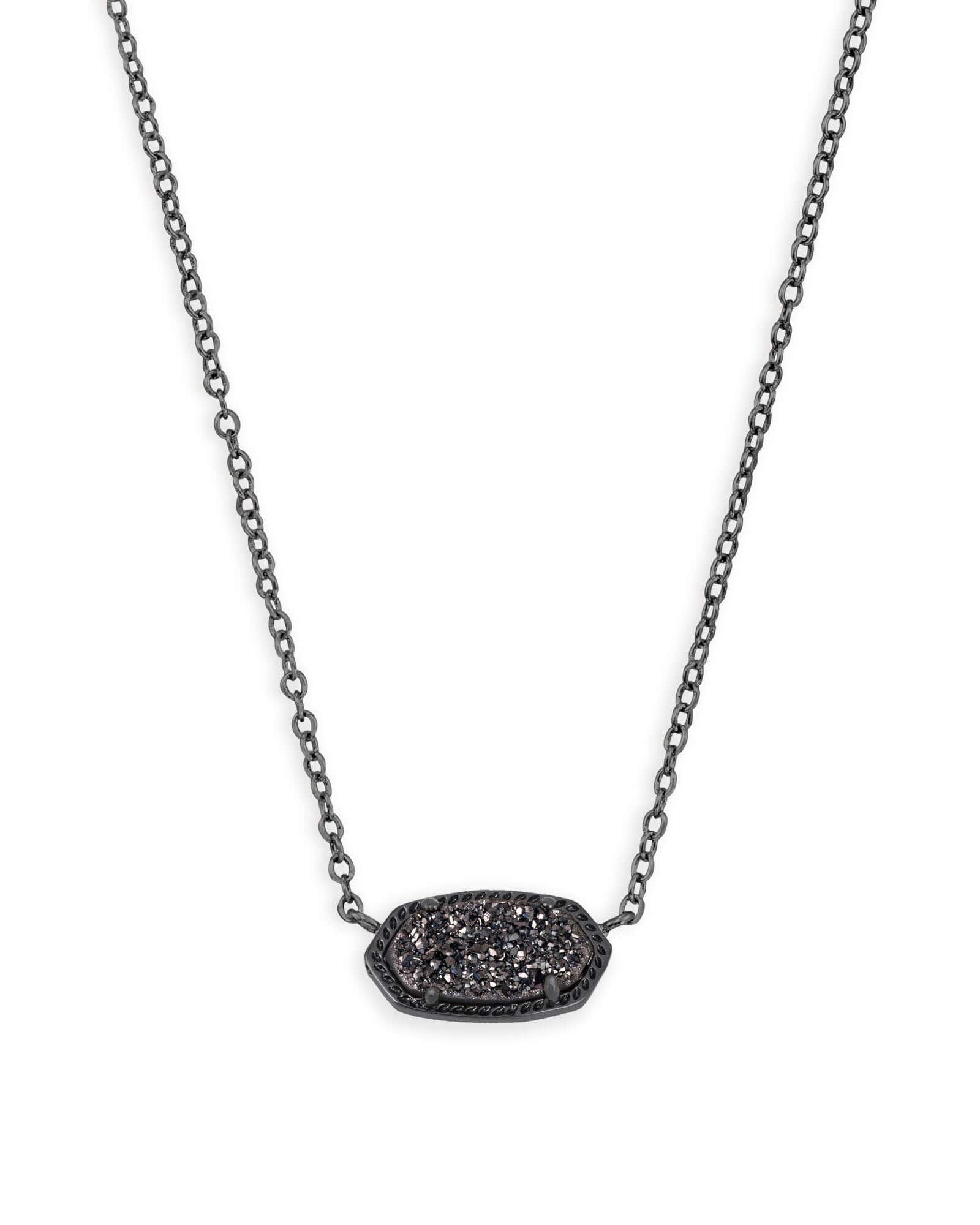 Kendra Scott Elisa Pendant Necklace for Women, Fashion Jewelry, Gunmetal, Black Drusy