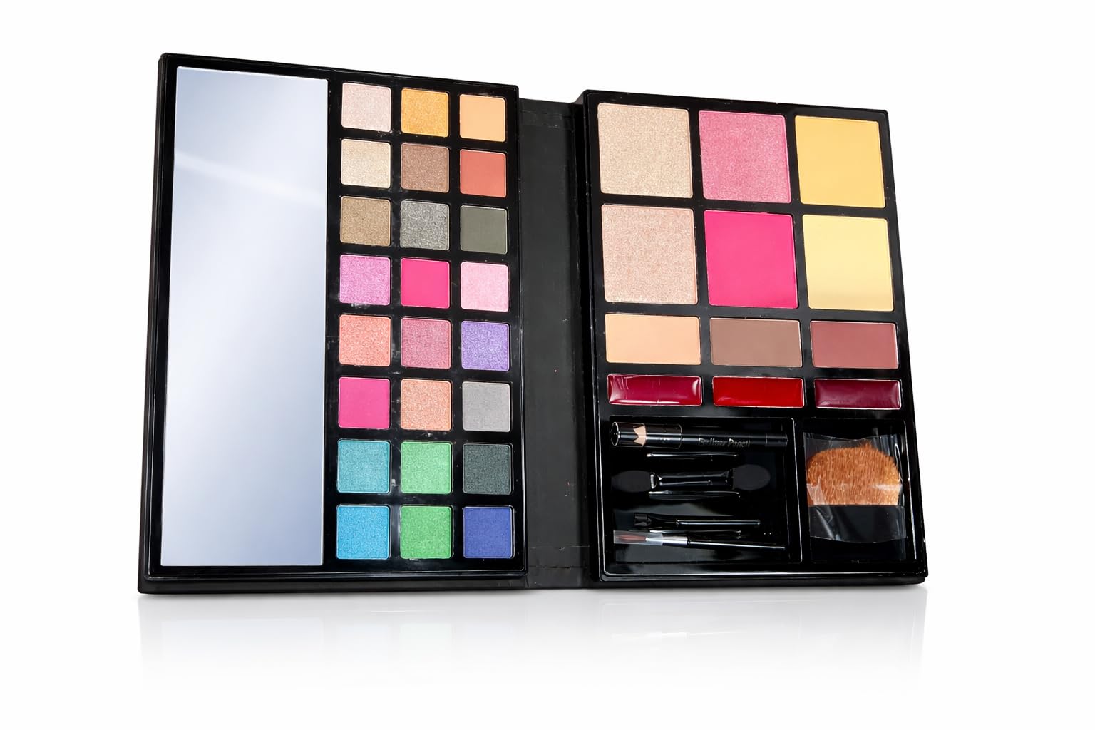 Everdiva AllInOne Makeup Kit, Eyeshadow Palette With Blush, Highlighter, Lip Colors, Mirror & Brushes, Professional Travel Mak