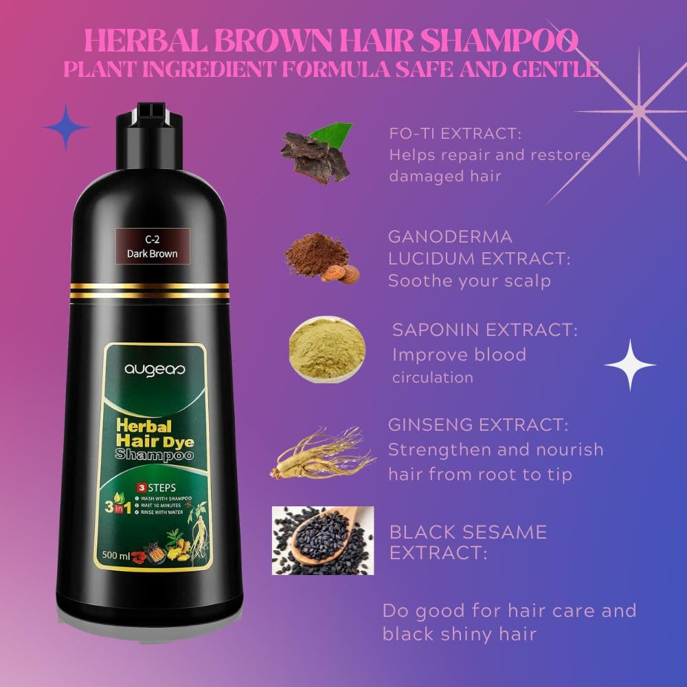 Nielies Shampoo, 3 in 1 Black Hair Dye Shampoo for Men and Women, Grey Hair Coverage, 16.9 Fl Oz
