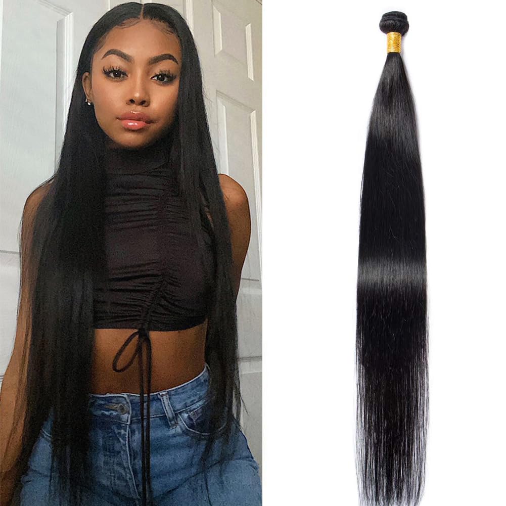 30 Inch Straight Human Hair Bundles 1 Bundles Human Hair Double Weft Weave Straight Hair Bundles 100% Unprocessed Straight Human