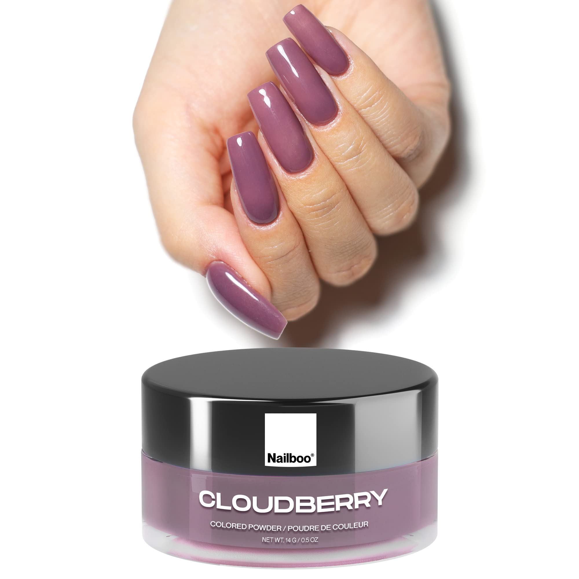Nailboo PREMIUM Nail Dip Powder, Long-Lasting Dip Nails, Use With Nailboo Essential Liquids, Cloudberry Dusty Purple Nail Dip Po