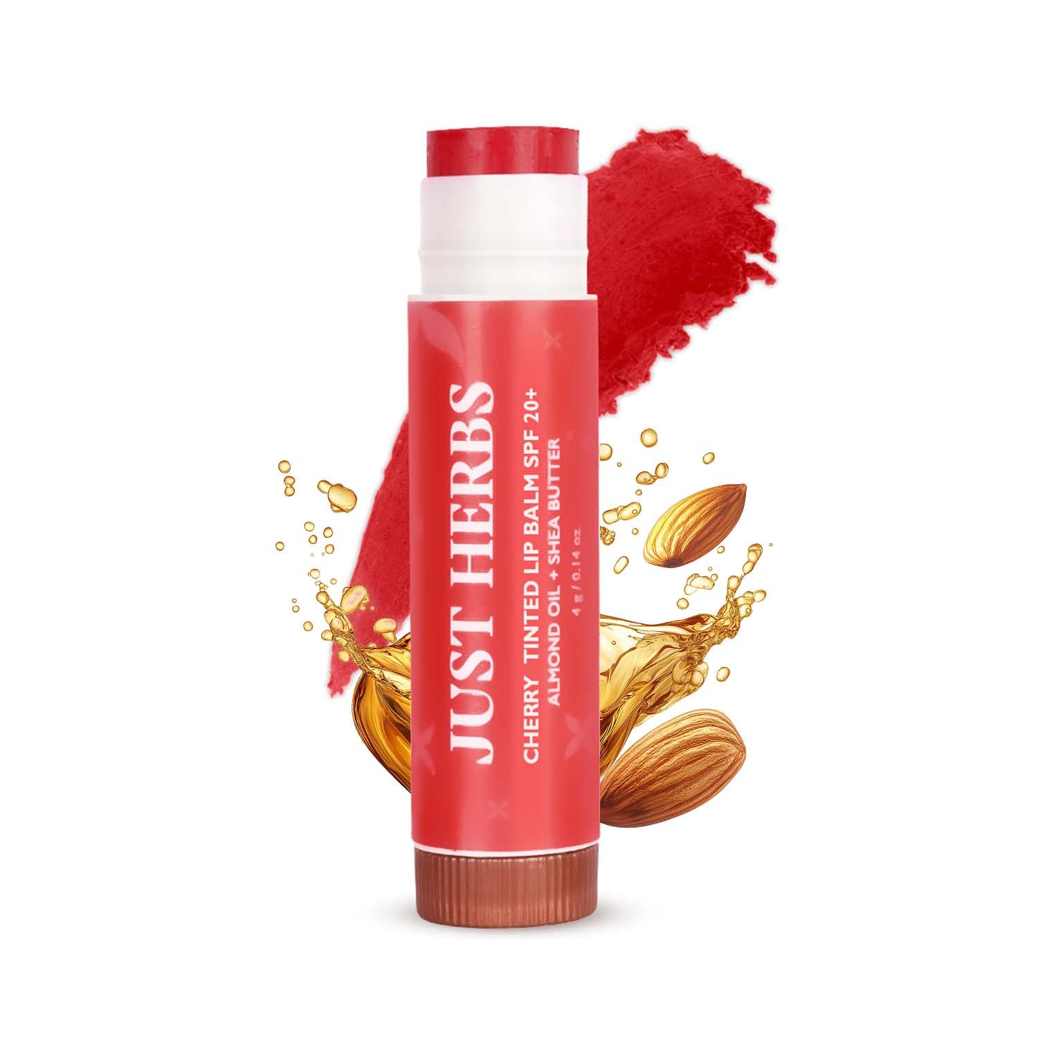 Just Herbs Tinted Lip Balm With Spf 20+ For Dry & Chapped Lips For Men & Women | Hydrating Lip Balm For Pigmented Lips  Cherry,