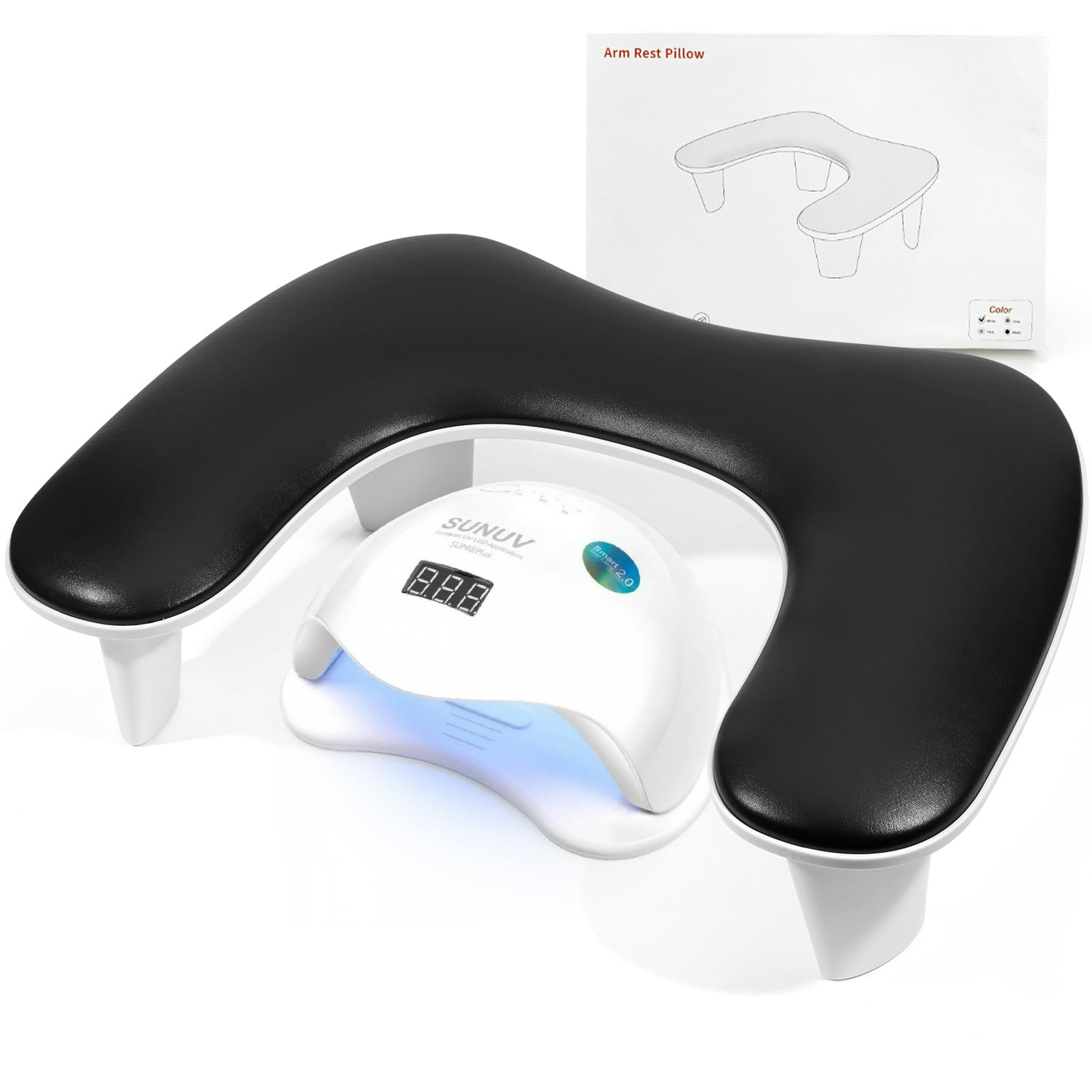LIONVISON Arm Rest for Nails Tech U Shaped - Comfortable Manicure Nail Hand Rest Pillow Cushion, PU Leather Nail Armrest Stand f