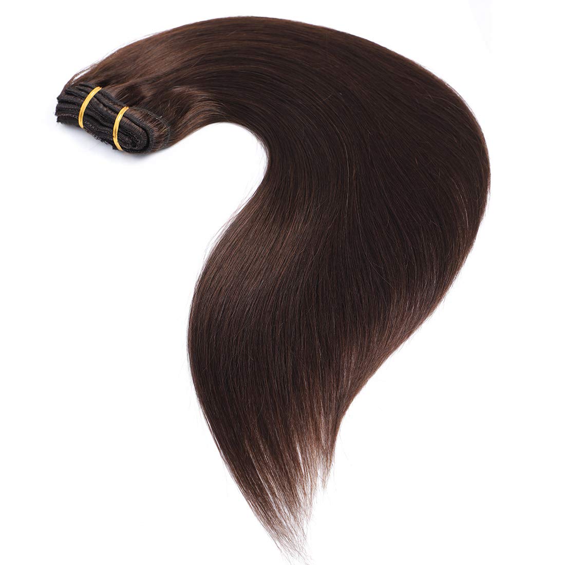 22'' Clip in Human Hair Extensions Full Head 200g 10 Pieces 22 Clips 2# Dark Brown Double Weft Brazilian Real Remy Hair Extensio