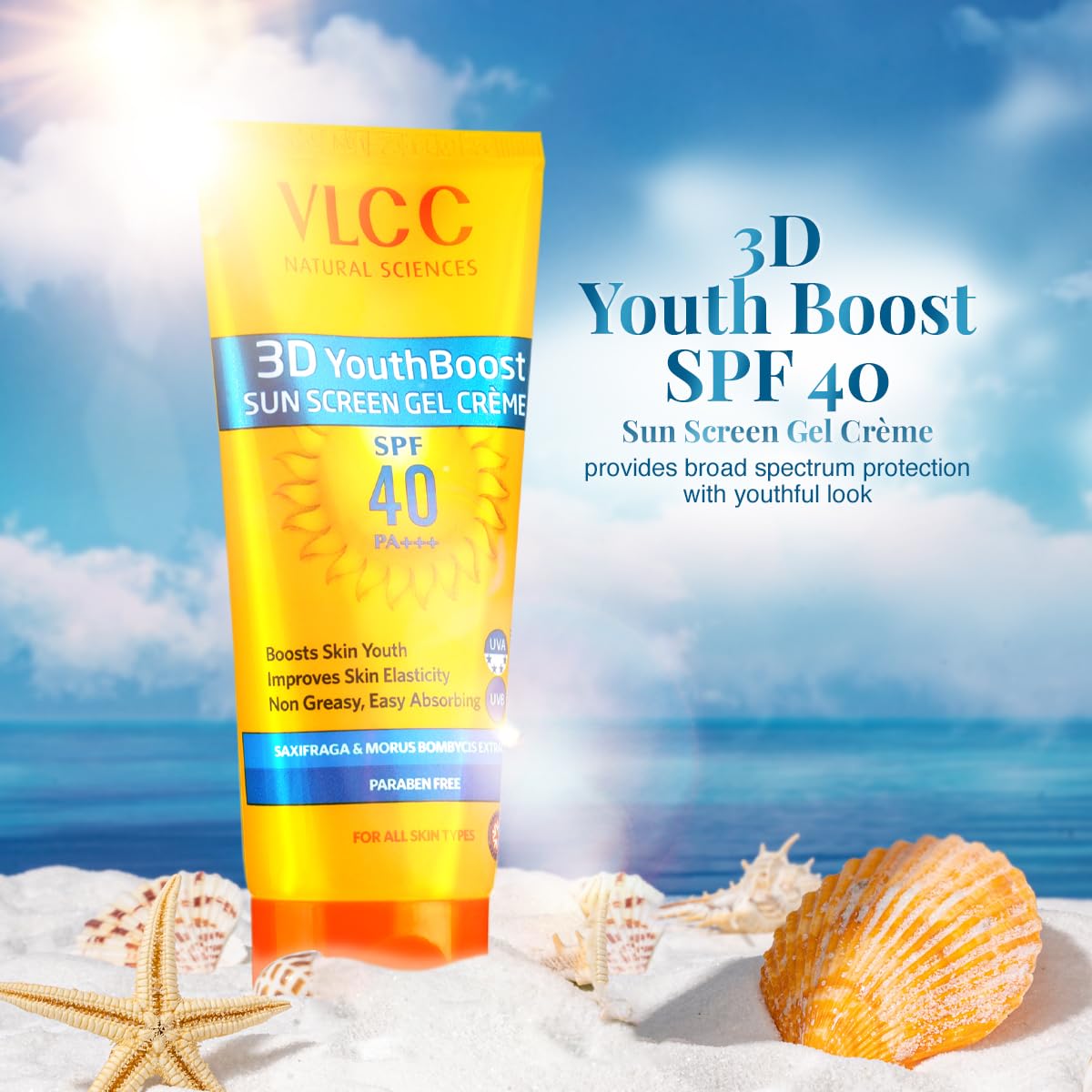 VLCC 3D Youth Boost SPF40 Sun Screen Gel Creme(100gm)