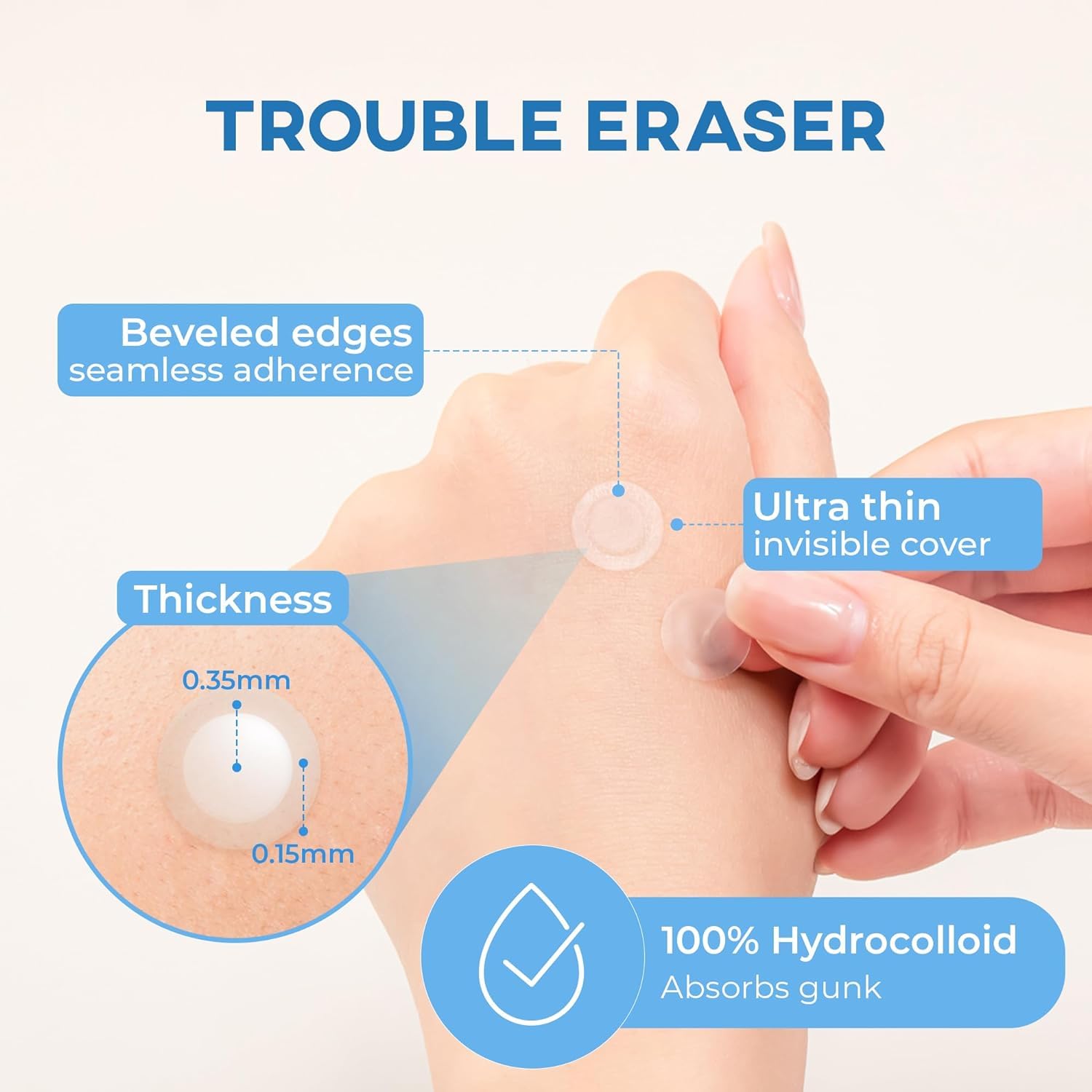 NOLAHOUR Hydrocolloid Patch STEP2 | Invisible and Ultra-Thin Hydrocolloid Bandages | Vegan Hydrocolloid Patch for Pimple-Prone S