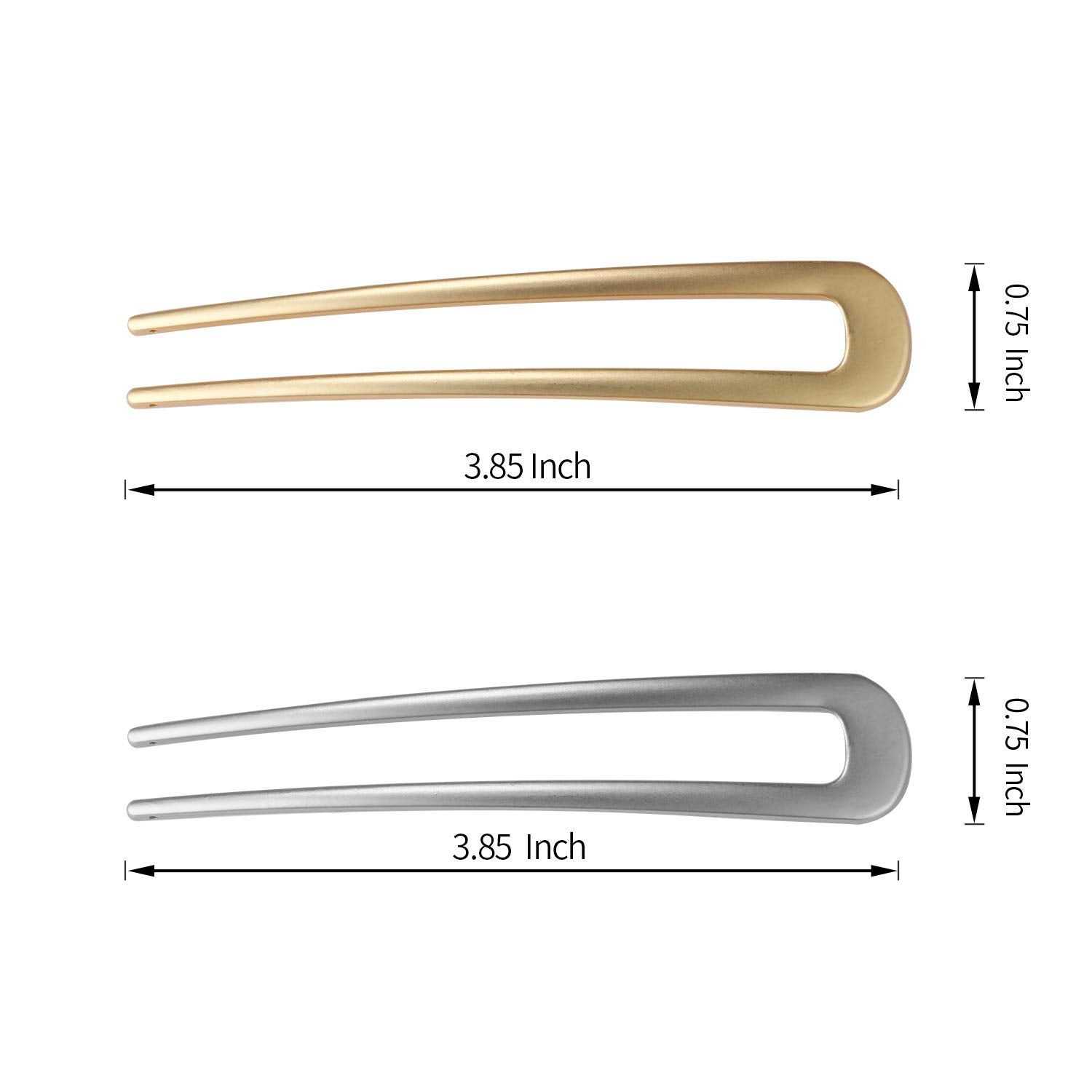 FRDTLUTHW Large French Hair Pins Metal U-Shaped Hair Sticks (B.Gold&Silver1)
