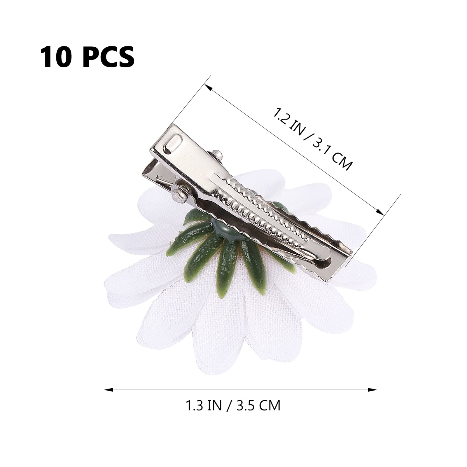 Beaupretty 10pcs Little Daisy Barrettes Flower Wedding Hair Pins Bridal SunFlower Alligator Hair Clips for Girls (White)