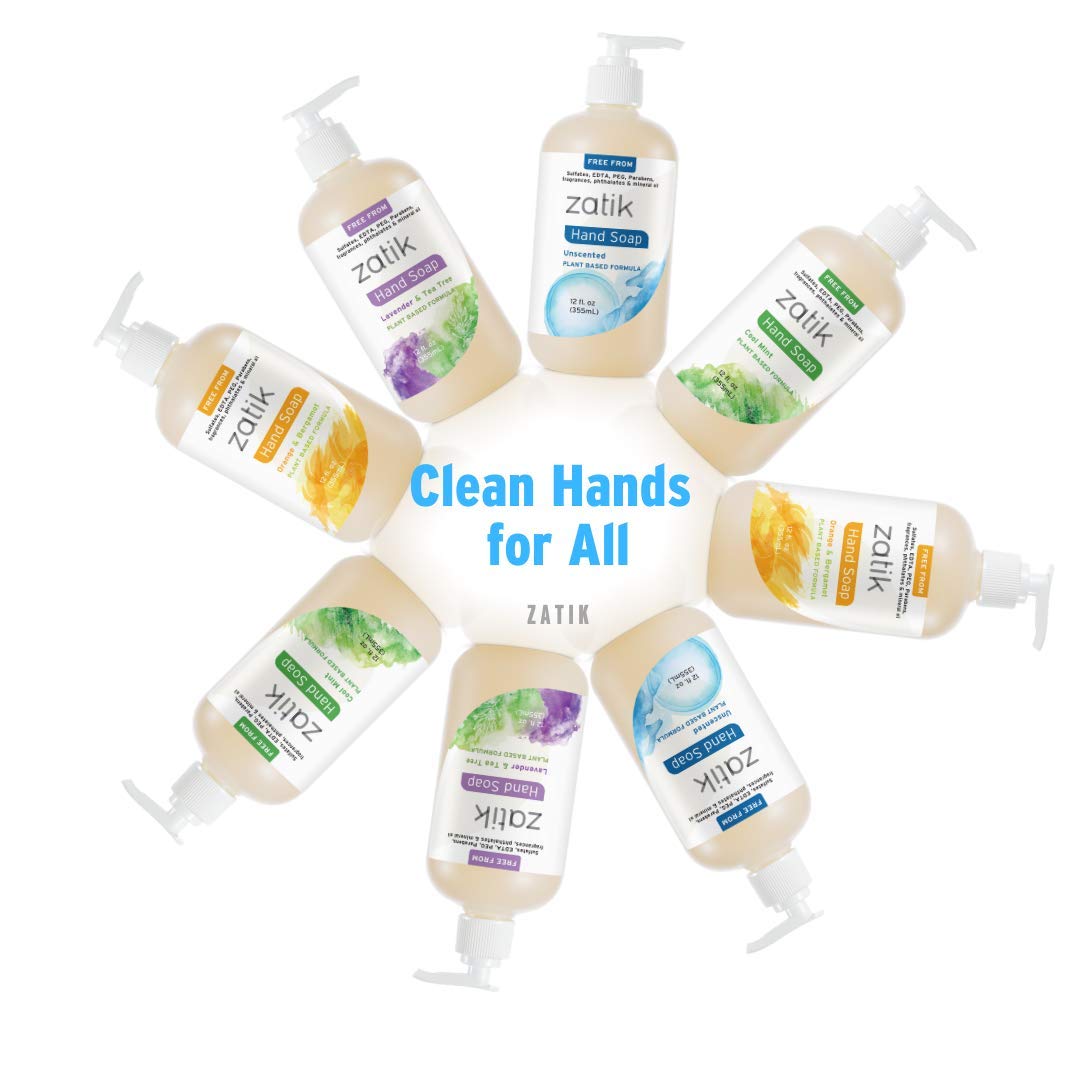 Zatik Naturals - Liquid Hand Soap - Orange & Bergamot Moisturizing Handwash, 12 oz (Pack of 1)