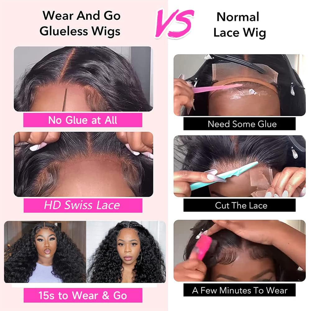 Water Wave Wear And Go Glueless Wigs Human Hair Pre Plucked 180 Density 26 Inch Wet And Wavy Human Hair Wigs For Women 4X4 Hd La