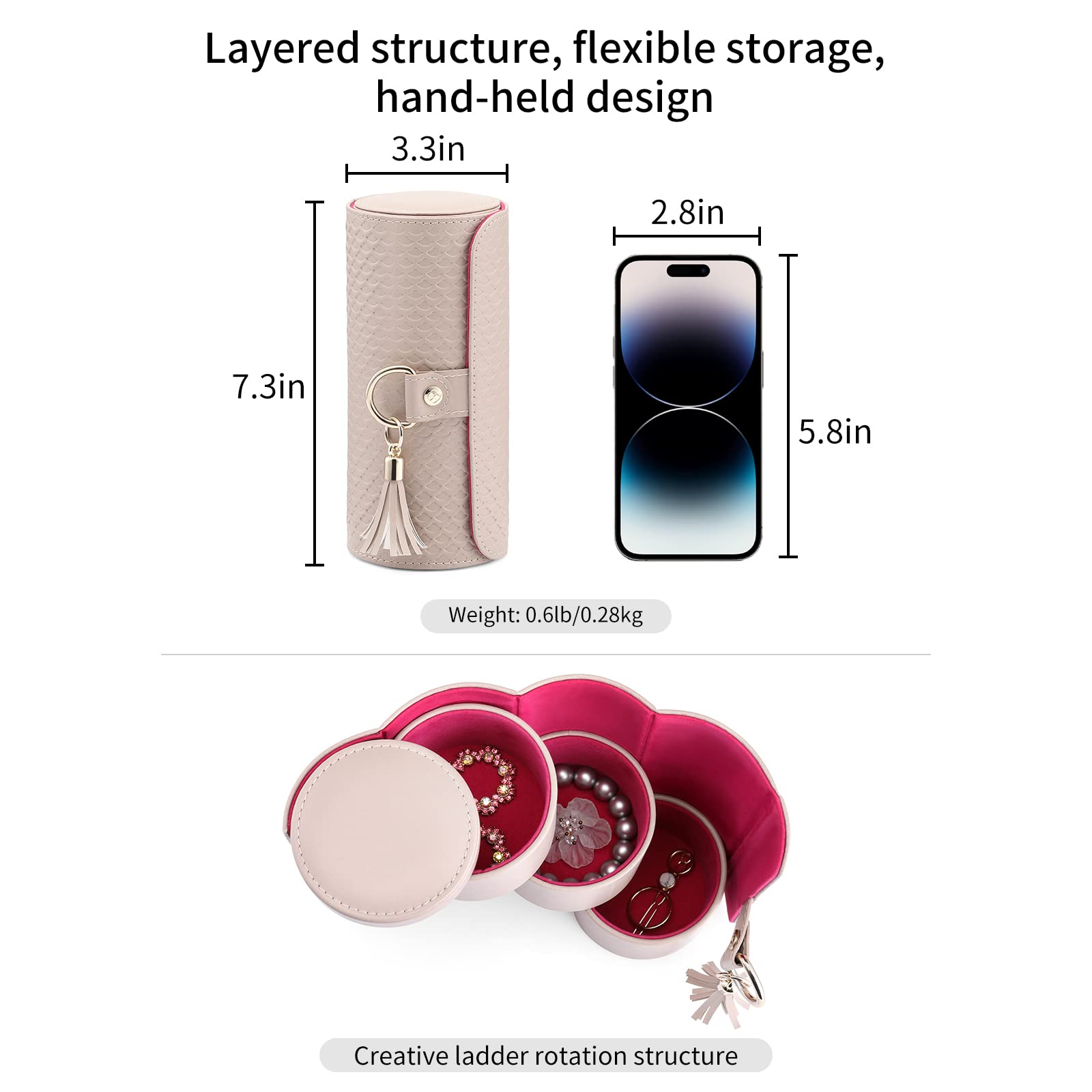 Vlando Viaggio Small Jewelry Case Box, Travel Essential Accessories for Women, Gifts for Travelers Couples Mom Friends, Bridesma