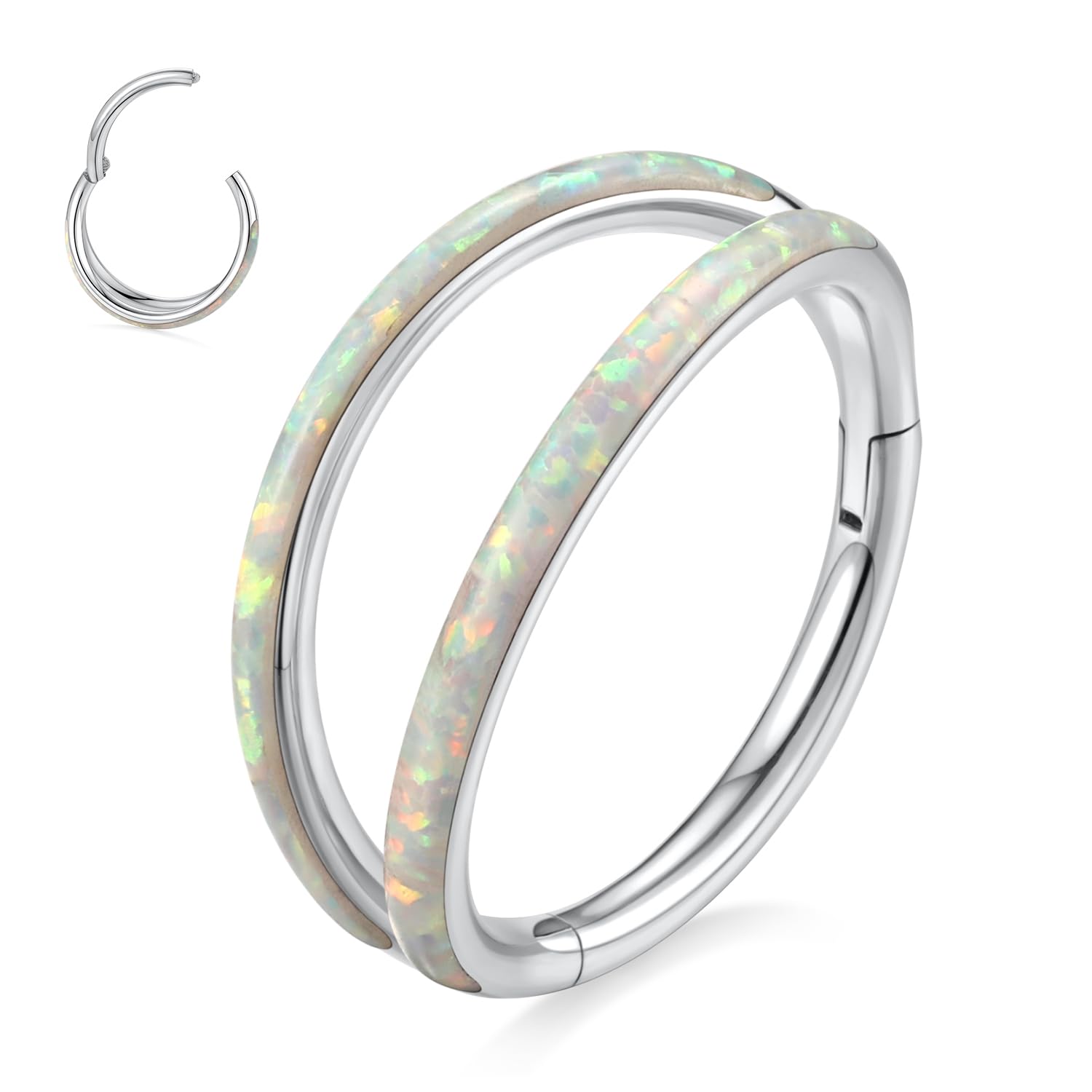 PEAKLINK Cartilage Earrings Surgical Steel Double Nose Hoop Rings Helix Piercing 16G Conch Hoop Conch Piercing Jewelry Silver Se