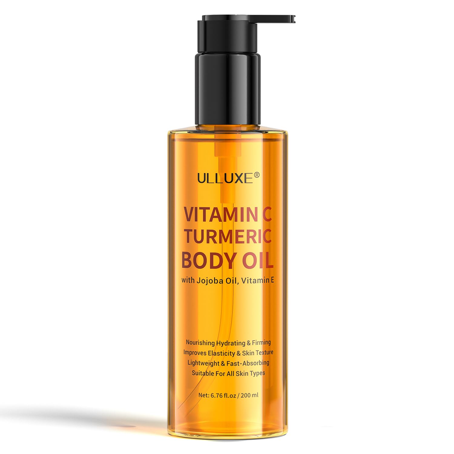 ulluxe Vitamin C Turmeric Body Oil, Brightening Moisturizing Oil with Squalane, Soft, Smooth & Even Skin Tone, Lightweight NonG