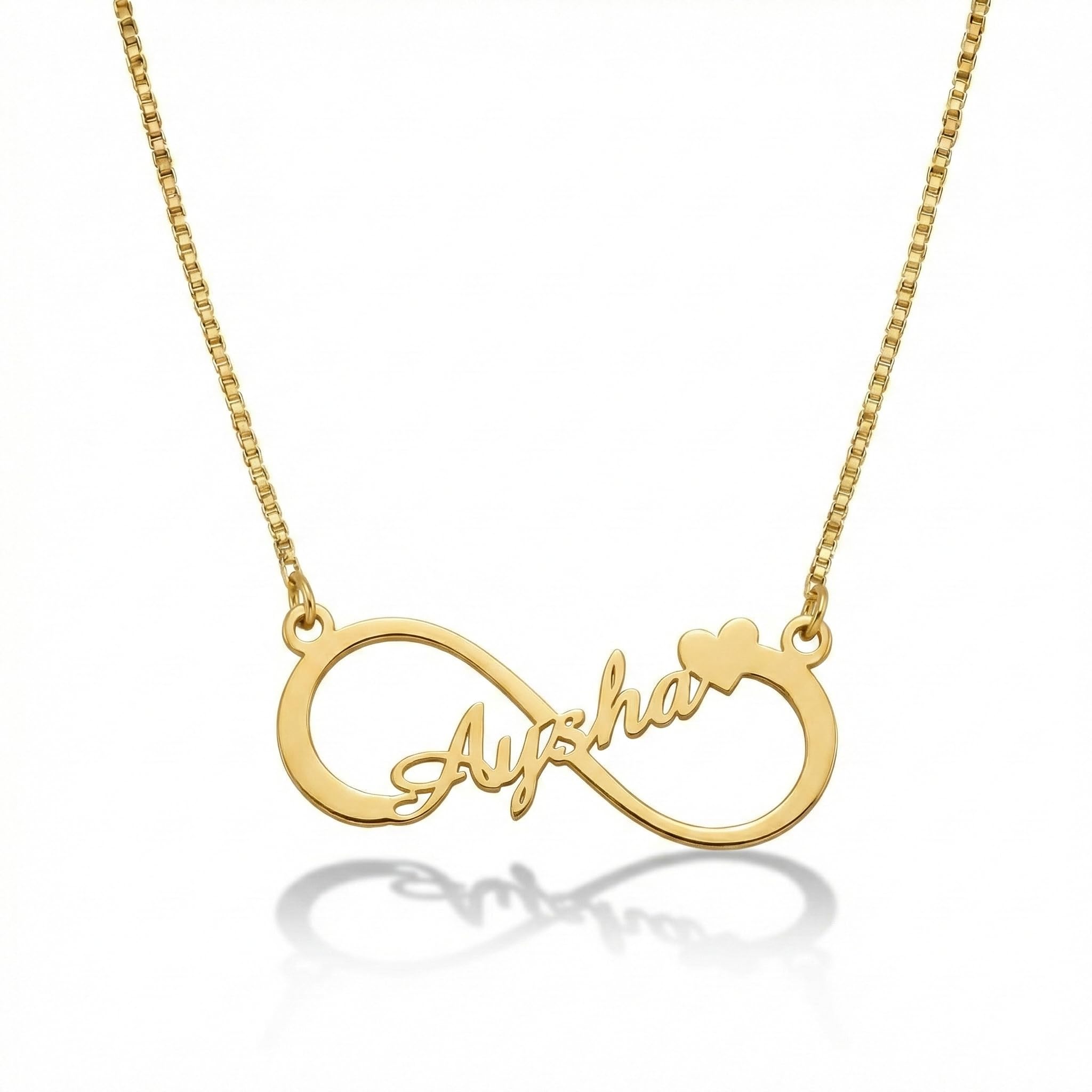 Diva Jeweller Customized Infinity Single Heart Name Necklace, Personalized Gold Tone Pendant With Chain