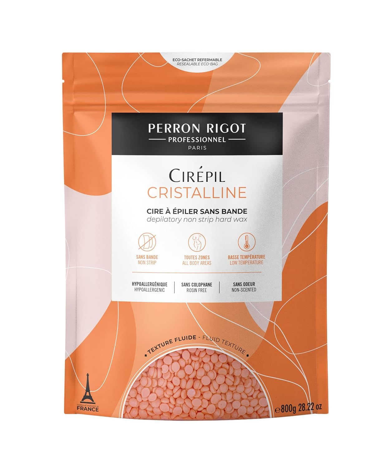 Cirepil - Cristalline - 800g / 28.22 oz Wax Beads Bag - Micro-Crystalline Formula for Sensitive Skin - Rosin-free - Unscented & 