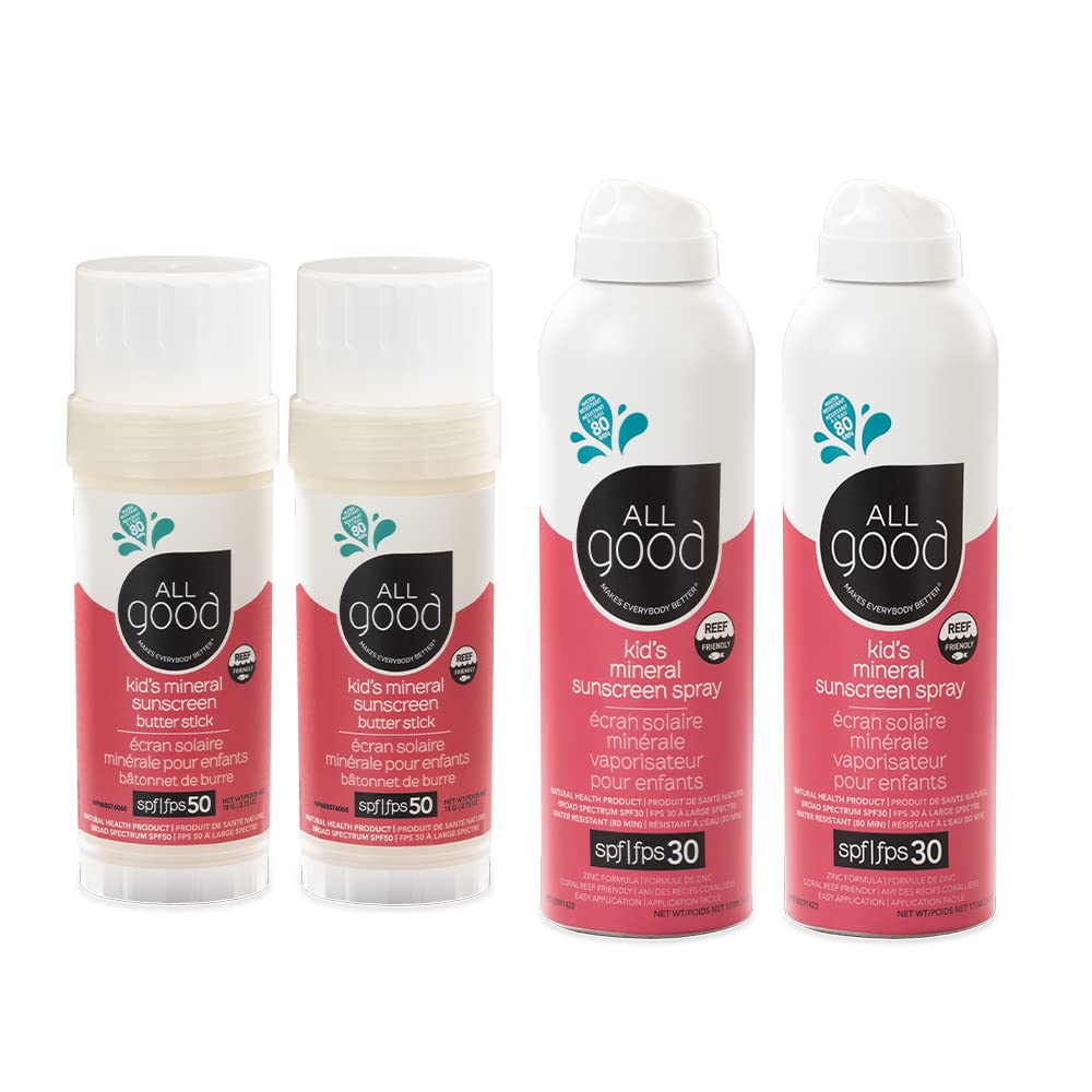 All Good Baby & Kids Mineral Face & Body Sunscreen - UVA/UVB Broad Spectrum, Coral Reef Friendly, Water Resistant, Zinc Oxide - 