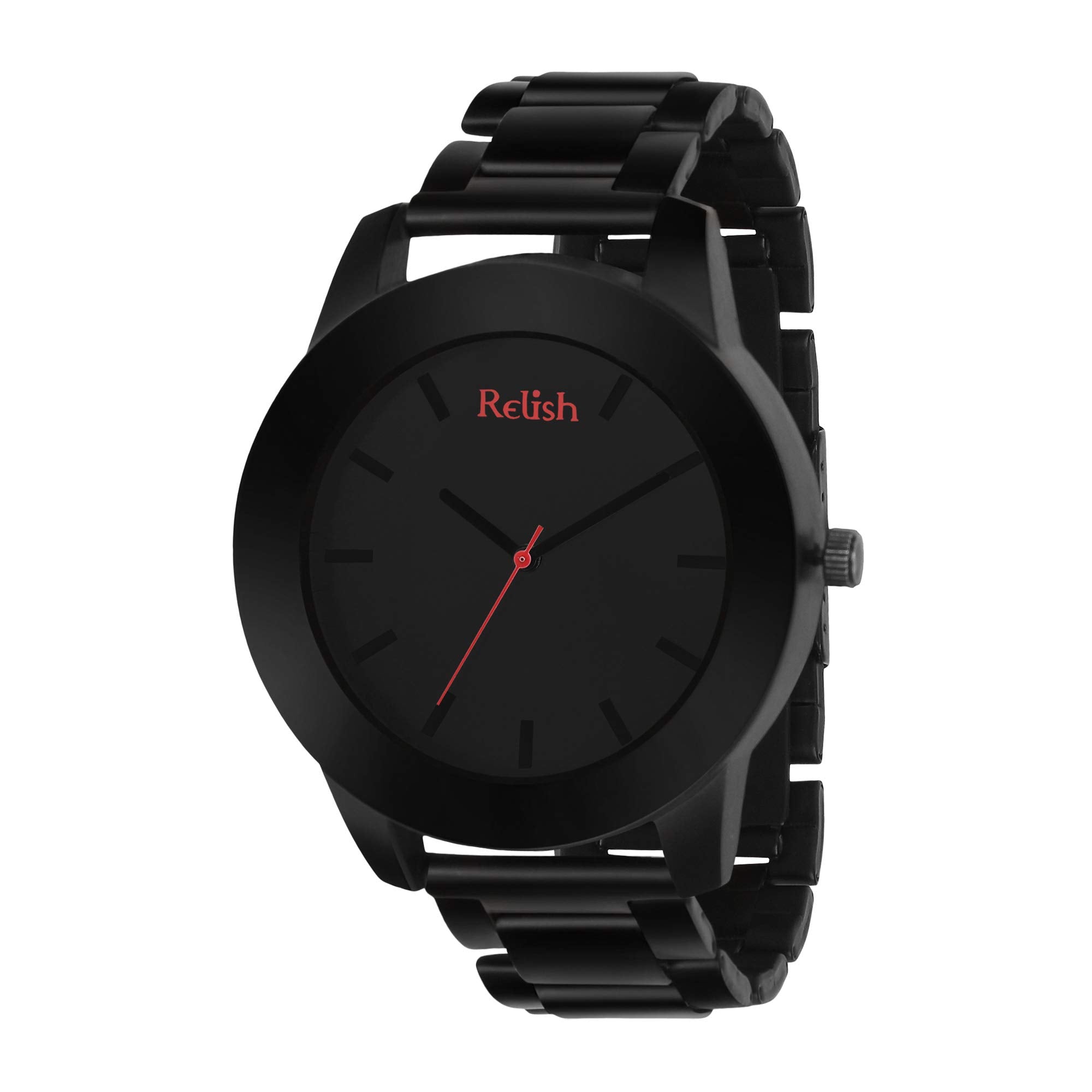 Relish MenS Black Stainless Steel Case Chain Analog Display Quartz Watch | ReBb1084
