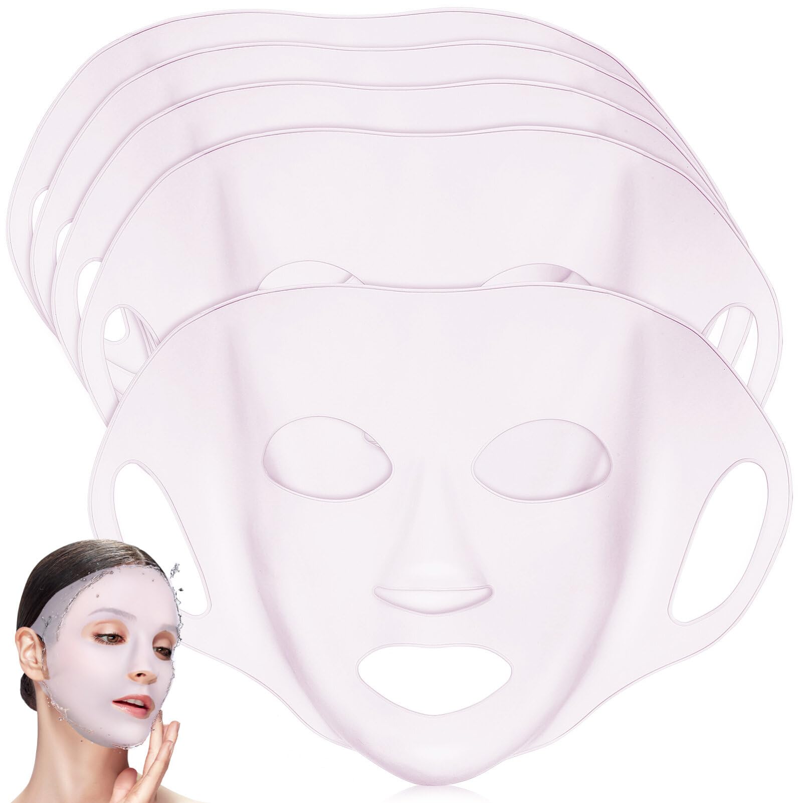 5 Pcs Silicone Facial Mask Reusable Facial Mask Skincare Facial Mask Silicone Skin Mask Covers Moisturizing