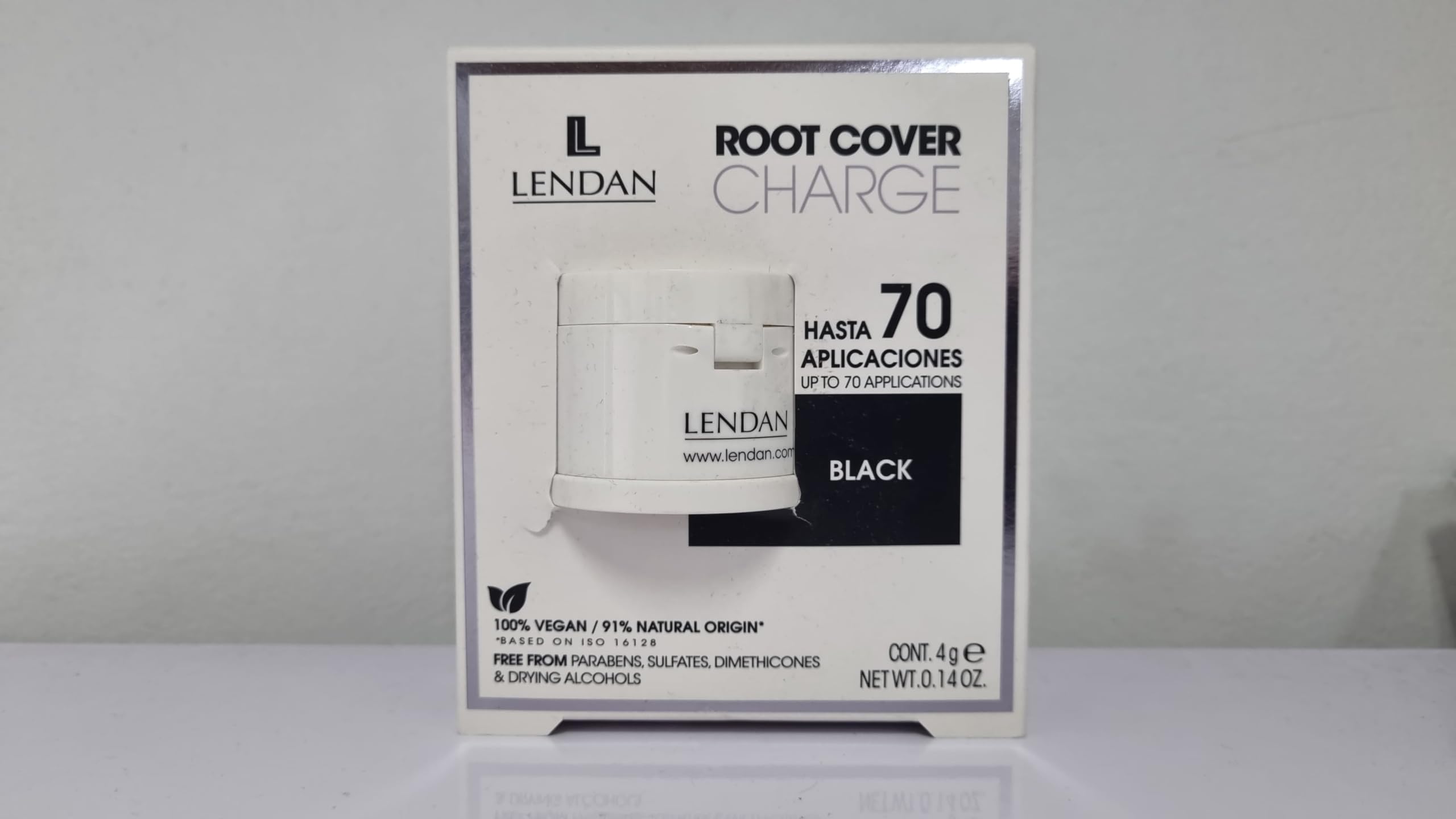 LENDAN  Root Cover Powder for Gray Hair  Root Cover Charge  4 g  Black Color  Mineral Powder for Easy, Instant, and Natural