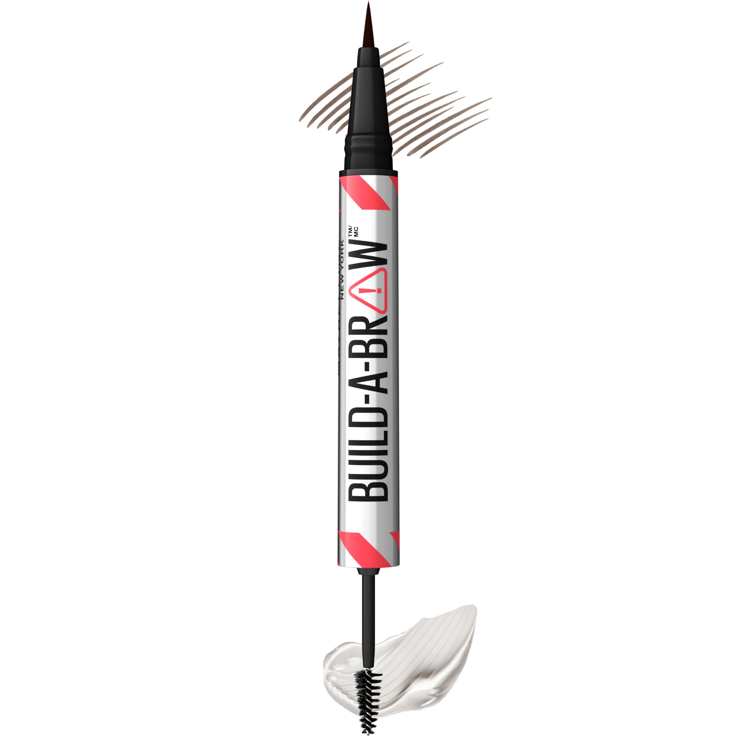 Maybelline Build-A-Brow 2-in-1 Brow Pen and Sealing Brow Gel, Eyebrow Makeup for Real-Looking, Fuller Eyebrows, Ash Brown, 1 Cou