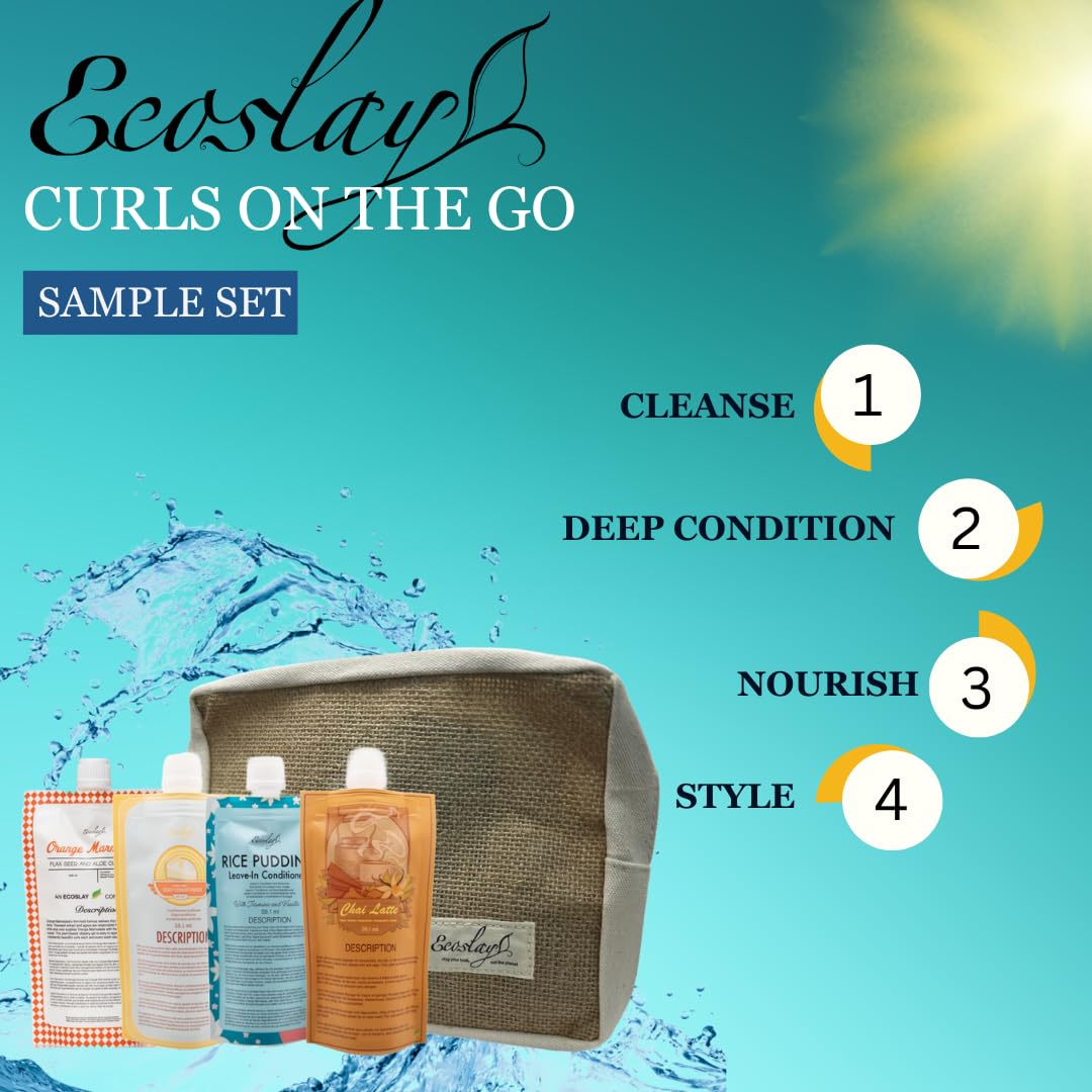 Ecoslay Curls-on-the-go Sample Set - Travel Size Curly Hair Products Set - TSA Approved Curly Hair Travel Size Products - Perfec