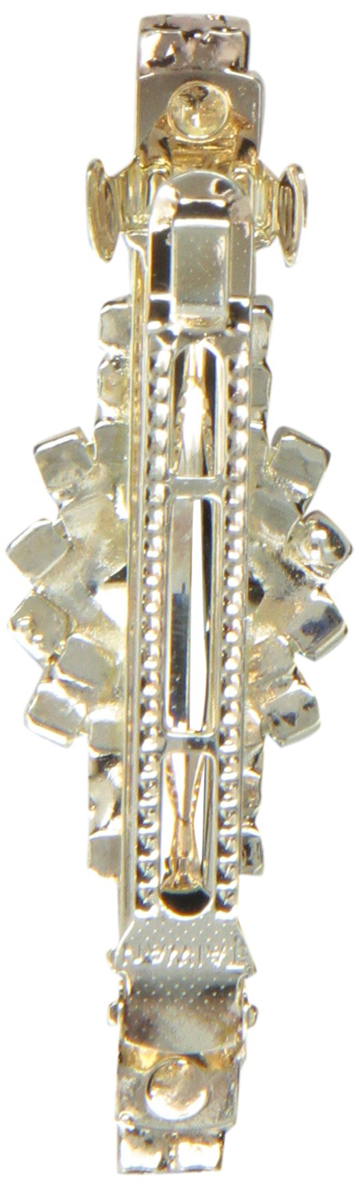 Caravan Automatic Barrette Decorated With Crystal Clear Rhinestone In An Oval Burst