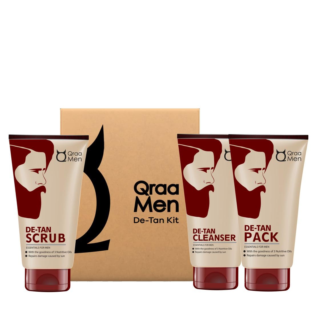 Qraa Men De-Tan Kit For Instant Tan Removal | For Skin Lightening & Brightening | Dirt & Blackhead Removal |Tan Removal Face Cle
