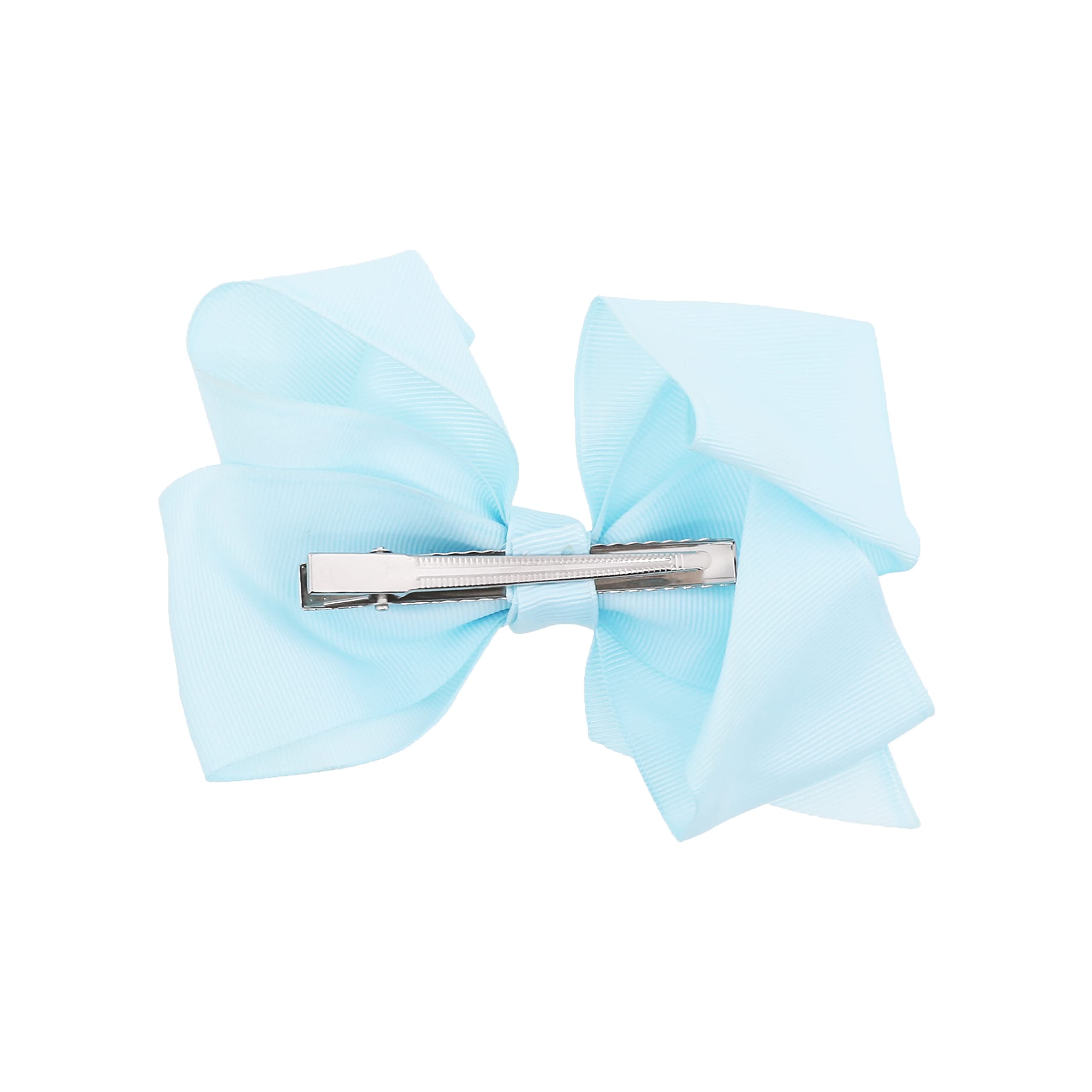 5.5 Inch Grosgrain Hair Bow Clip For Woman And Girls (Pale Blue)