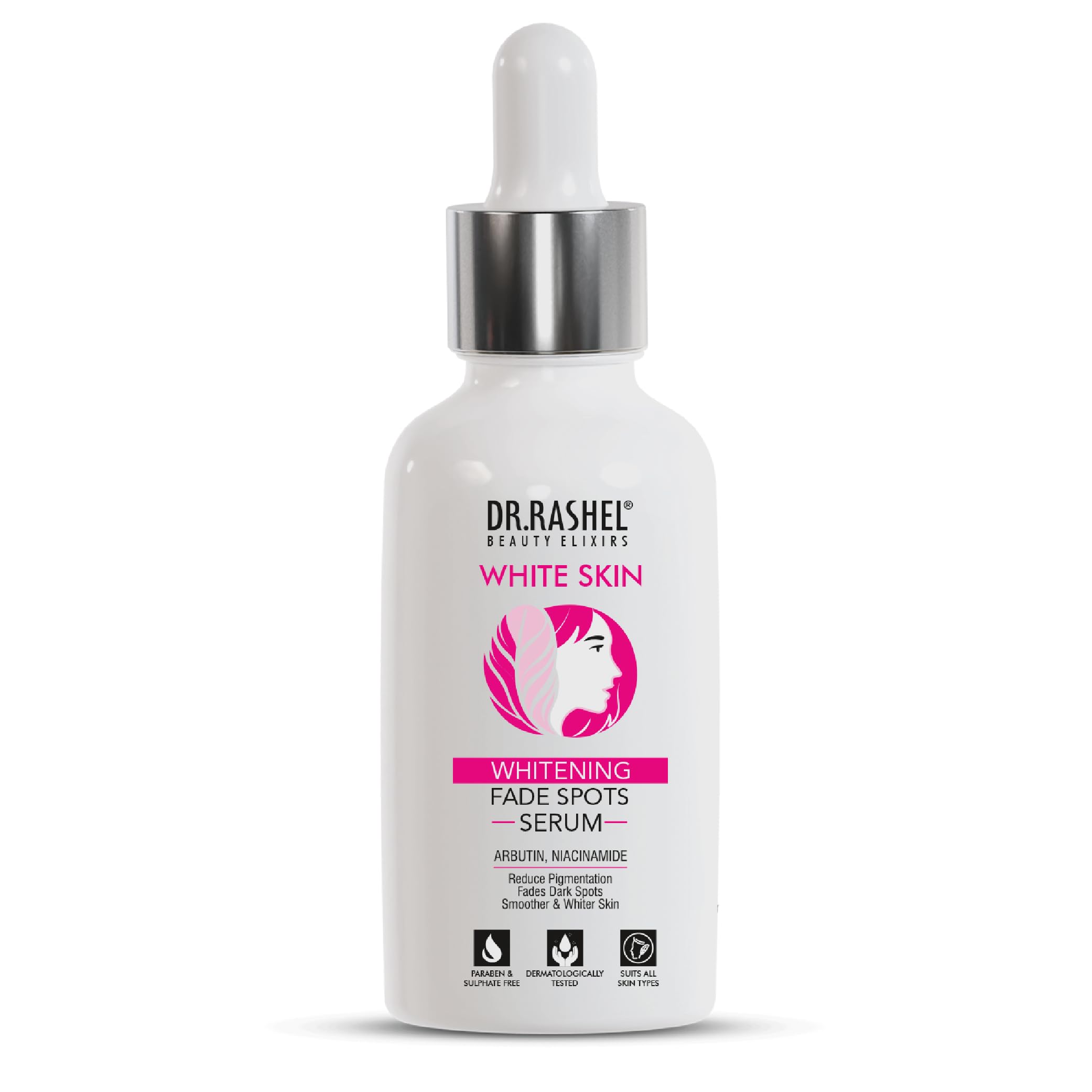 Dr.Rashel White Skin Whitening Fade Spots Serum With Arbutin, Niacinamide Which Reduce Pigmentation, Fades Dark Spots, Smoother 