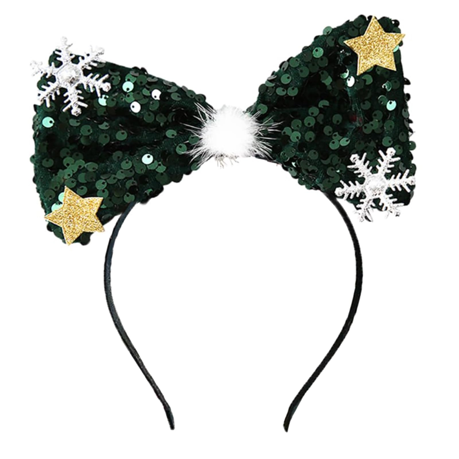 AIUPUOC Christmas Headbands for Women Glitter Hair Bands Snowflake Hair Band Star Hair Wear (Green, Large)