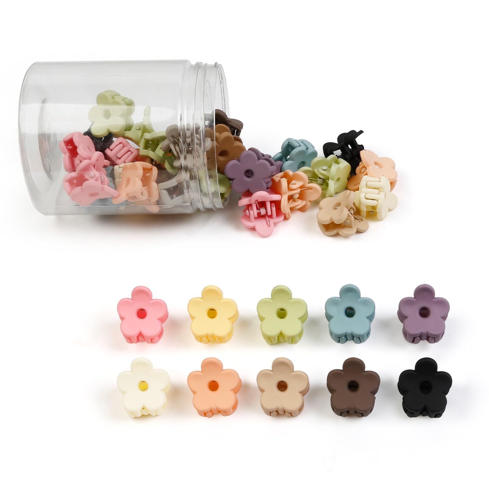 40Pcs Colorful Small Flower Hair Clips, TEBIEKOY Baby Hair Clips Mini Claw Clips Cute Jaw Clips Hair Pins Hair Barrettes Toddler