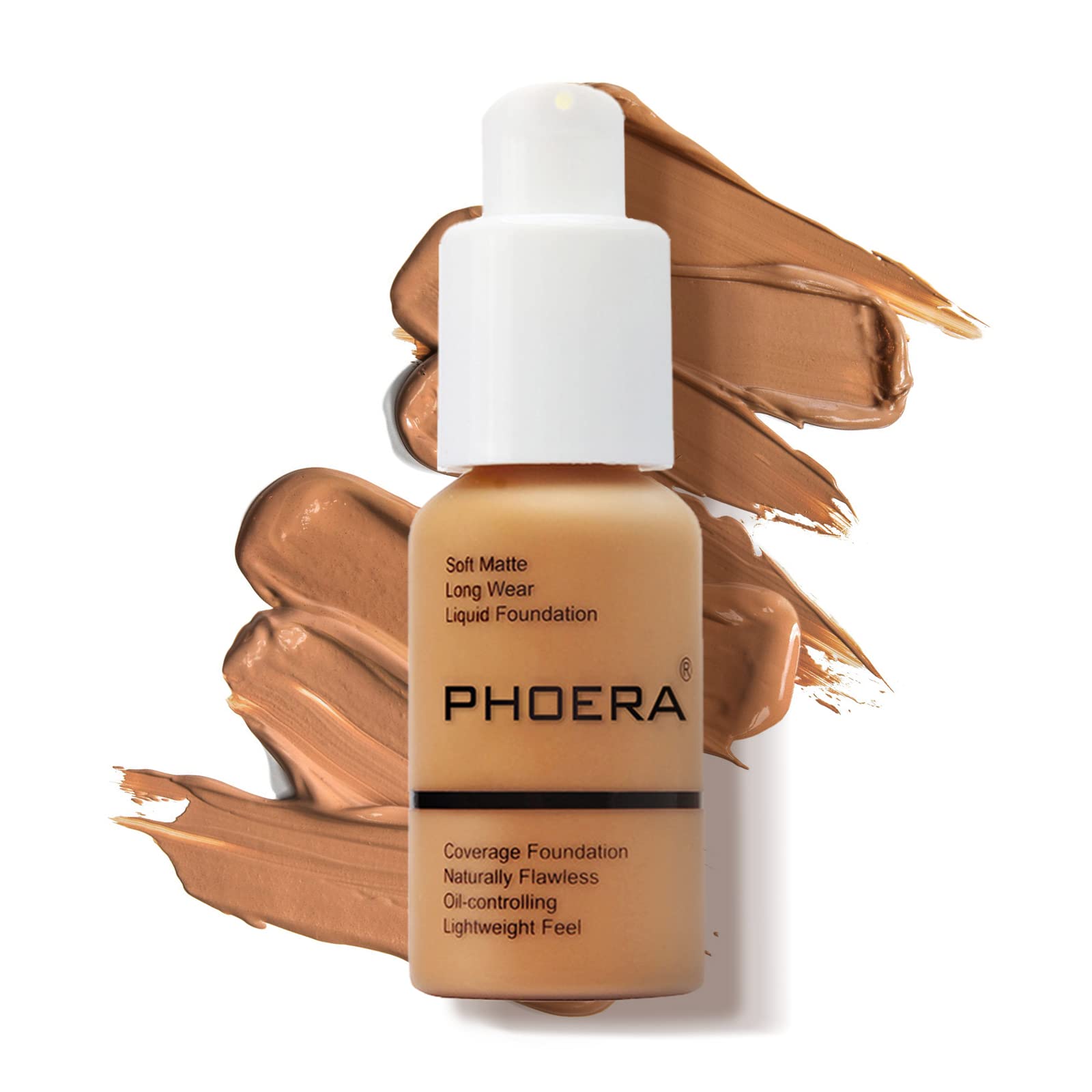 PHOERA Foundation Makeup Naturally Liquid Foundation Full coverage Mattle Oil-control concealer 8 colors Optional,great choice F