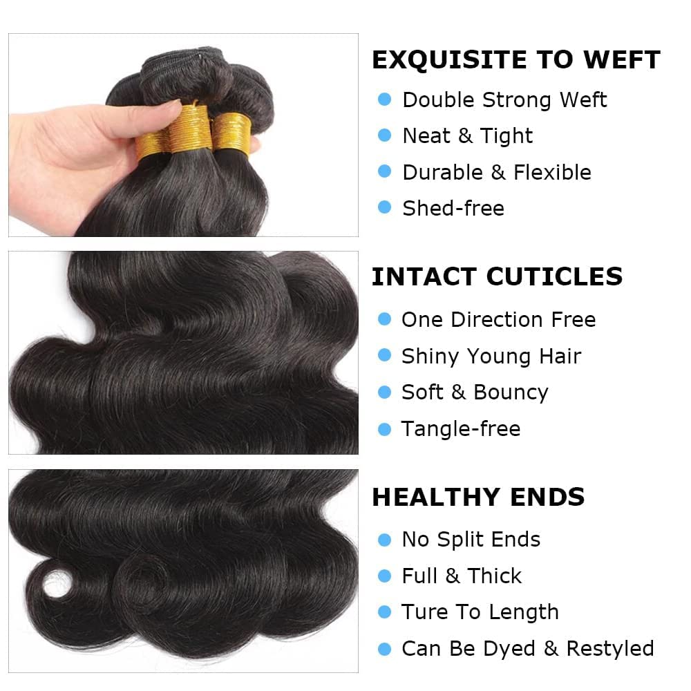 Ddodla Body Wave Bundles Human Hair 20 20 20 Inch 10A Grade Human Hair Bundles Body Wave 3 Bundles 100% Unprocessed Brazilian Vi