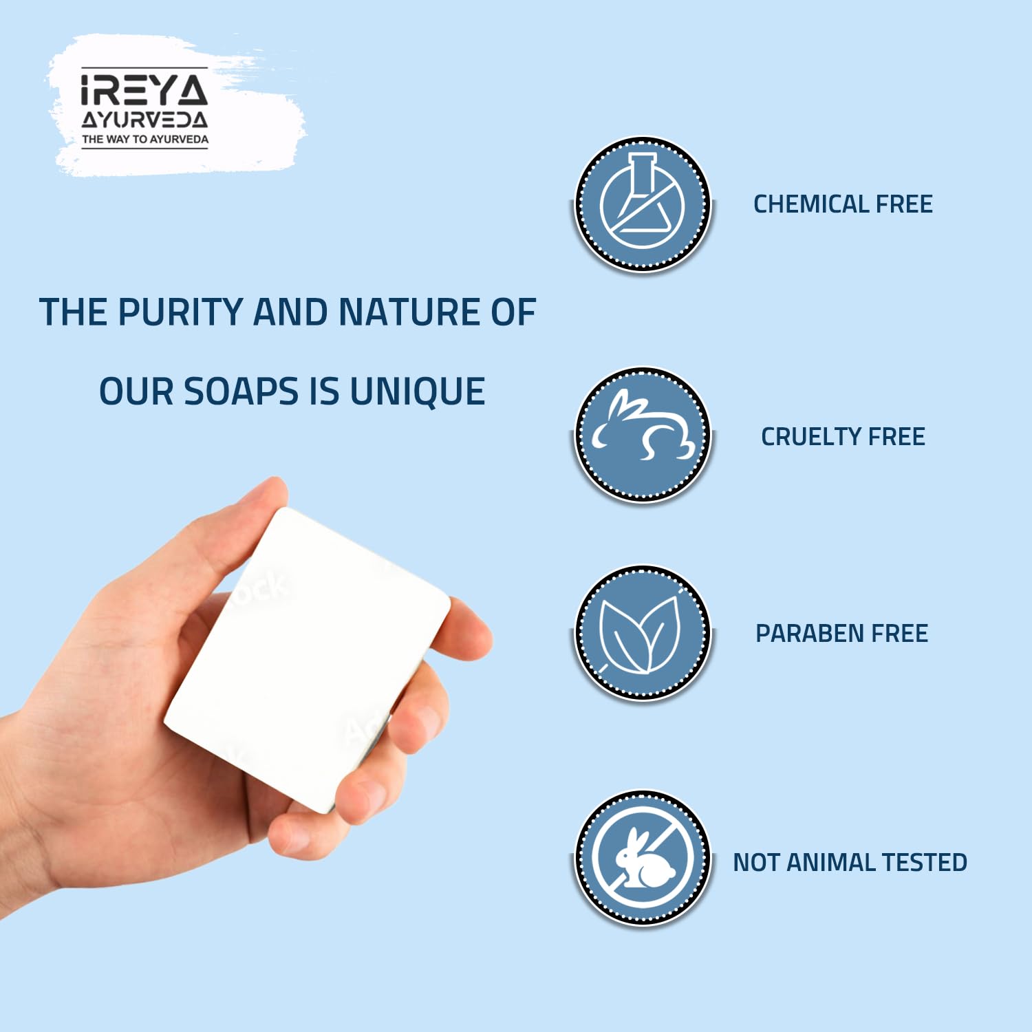 Ireya Ayurveda Goat Milk Soap - With Lavender Shea Butter & Aloe Vera extract 125 g (4.41 oz)| Moisturizing Cleansing | Free fro