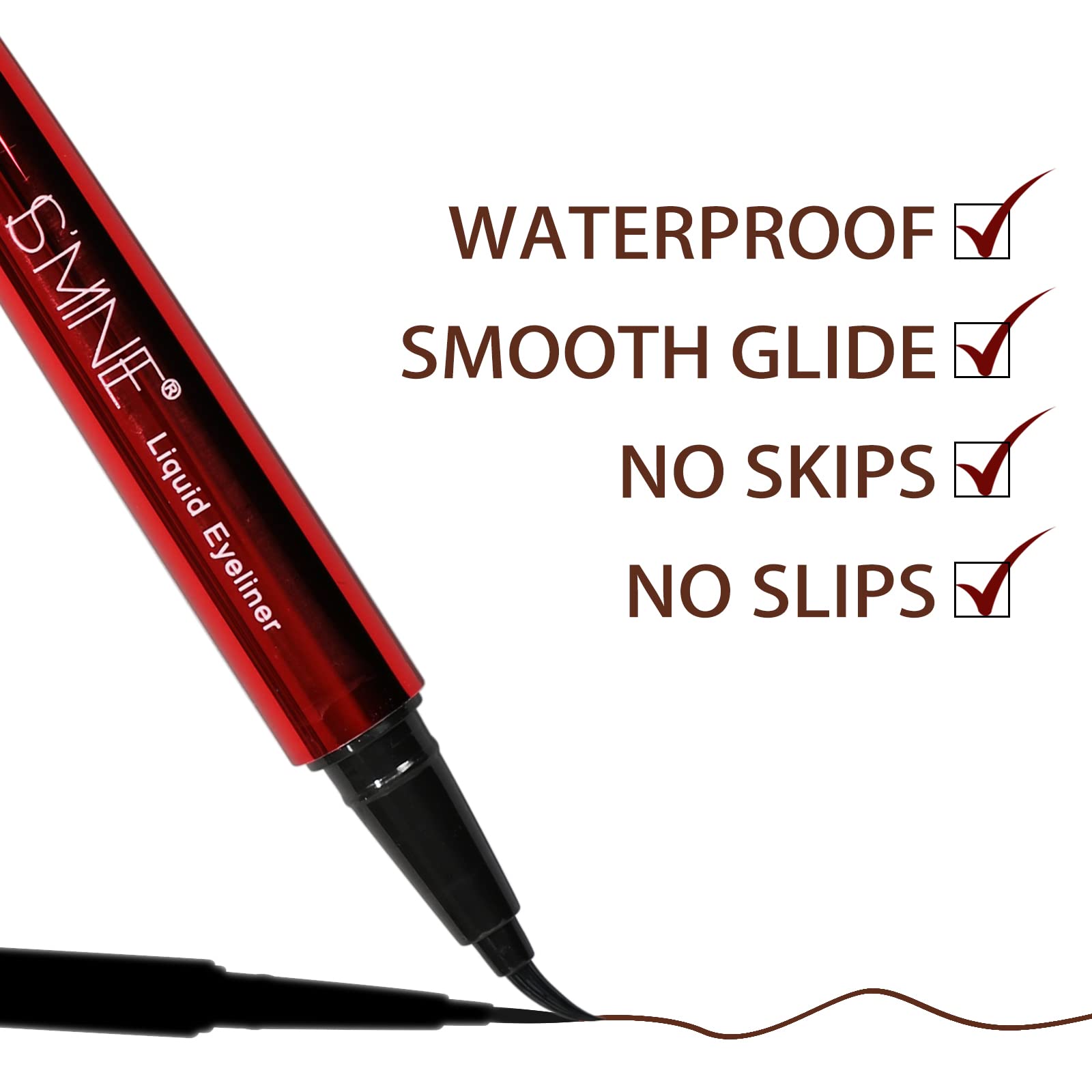 Ismine Professional Matte Vegan Smudge Proof Eyeliner, Makeup Liner Easy Liquid Pen No-Skip Eyeliner, Waterproof Formula, Long L
