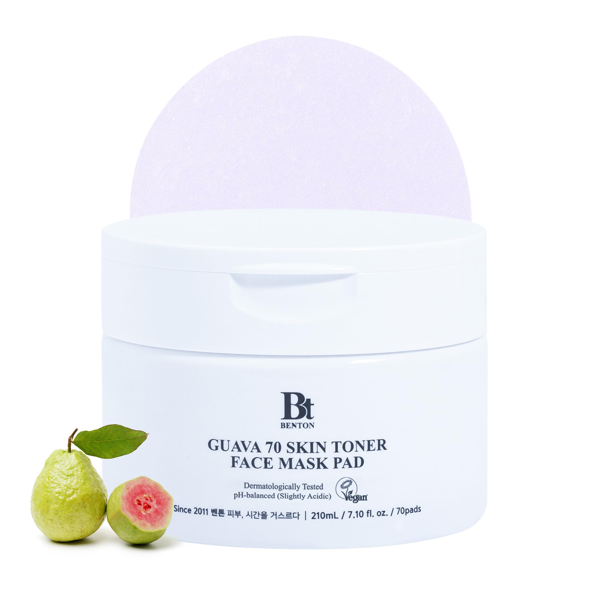 Benton Guava 70 Skin Toner Face Mask Pad 70 Sheets - Skin Soothing And Moisturizing Effect For All Skin Types, Elastic Skin, Por