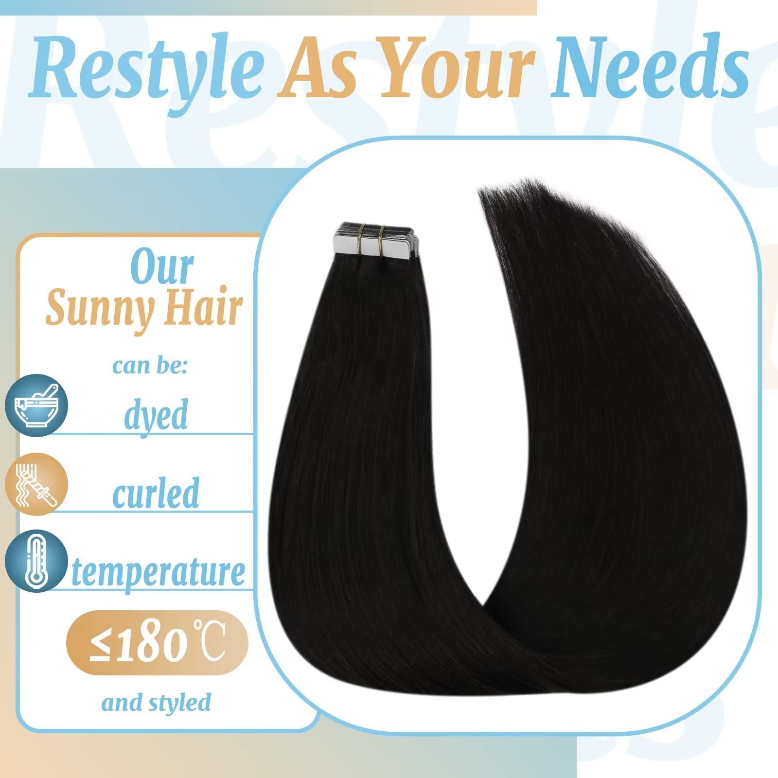 Ve Sunny Black Tape On Extensions Human Hair Natural Black Hair Extensions Tape In Real Human Hair Black Fashion Tape Ins Human