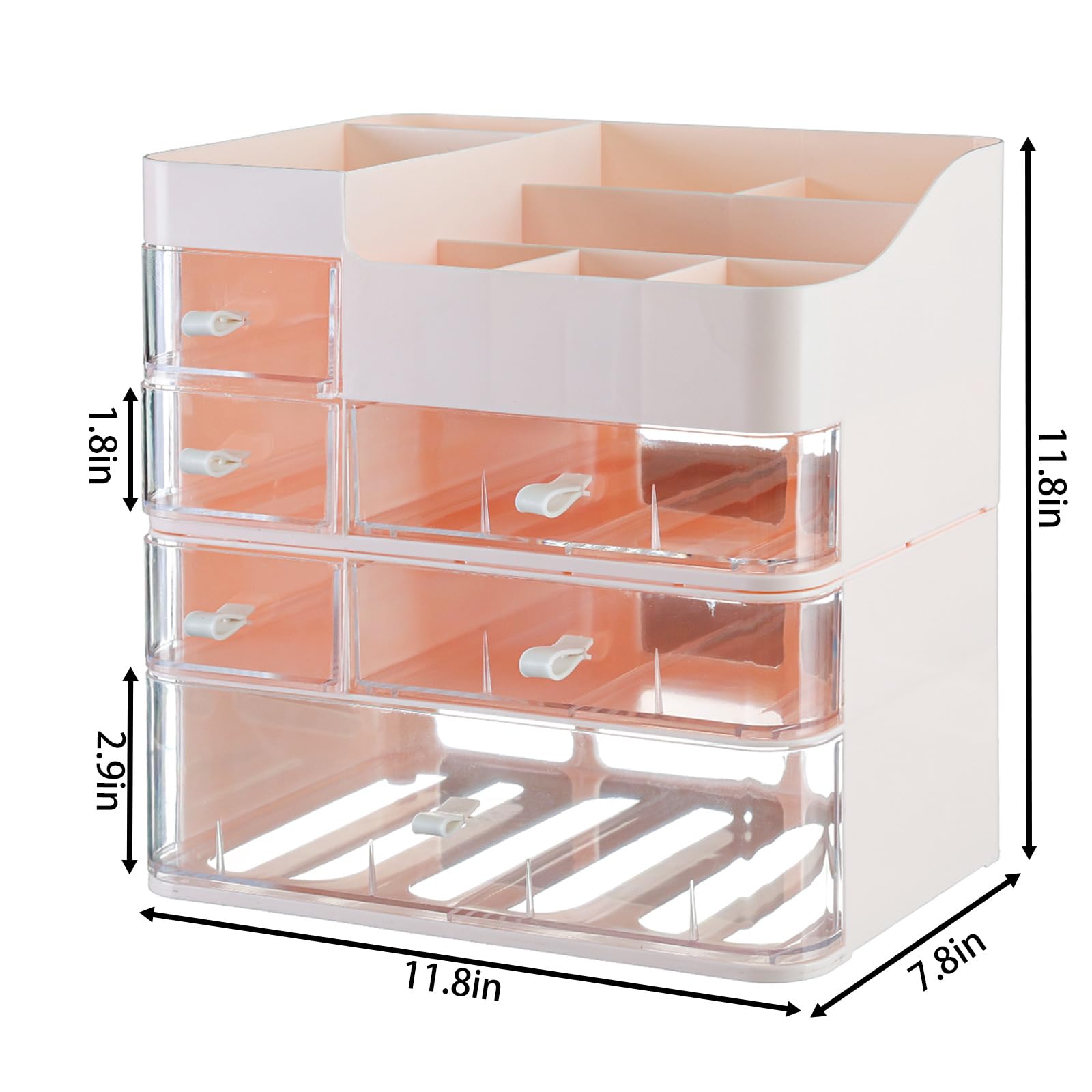 Cq Acrylic Makeup Organizer With 6 Drawers -Plastic Skincare And Cosmetic Storage For Vanity Countertop,Dresser Top Organizer Fo