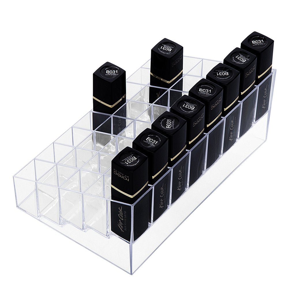 HBlife Lipstick Holder, 40 Spaces Clear Acrylic Lipstick Organizer Display Stand Cosmetic Makeup Organizer for Lipstick, Brushes