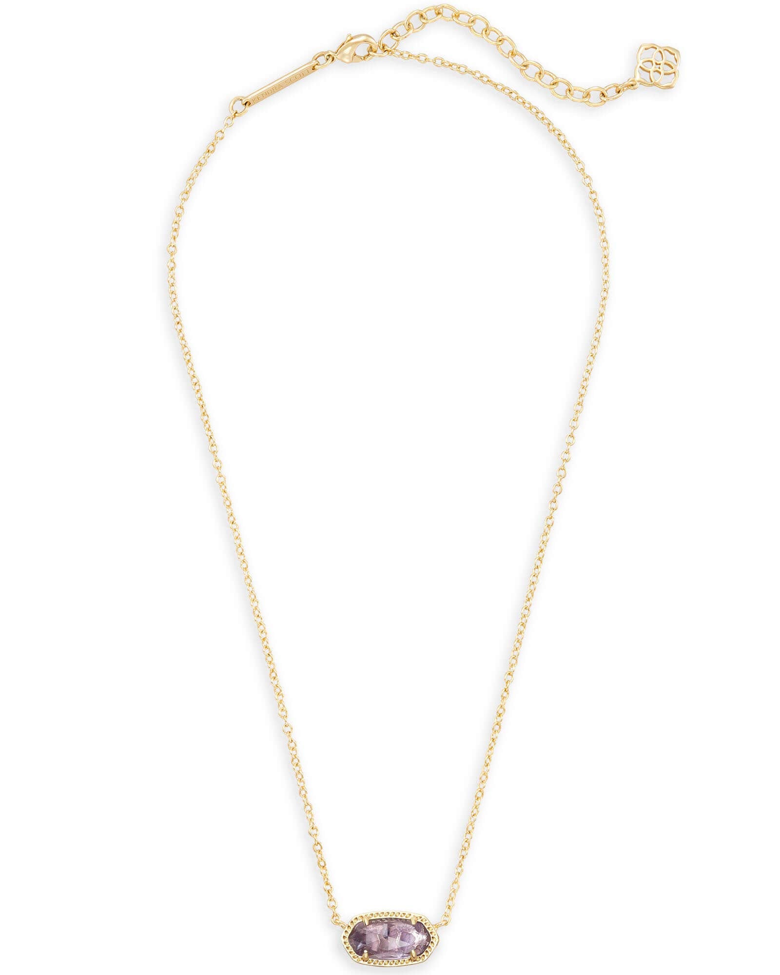 Kendra Scott Elisa Short Pendant Necklace for Women, Dainty Fashion Jewelry, 14k Gold-Plated, Amethyst