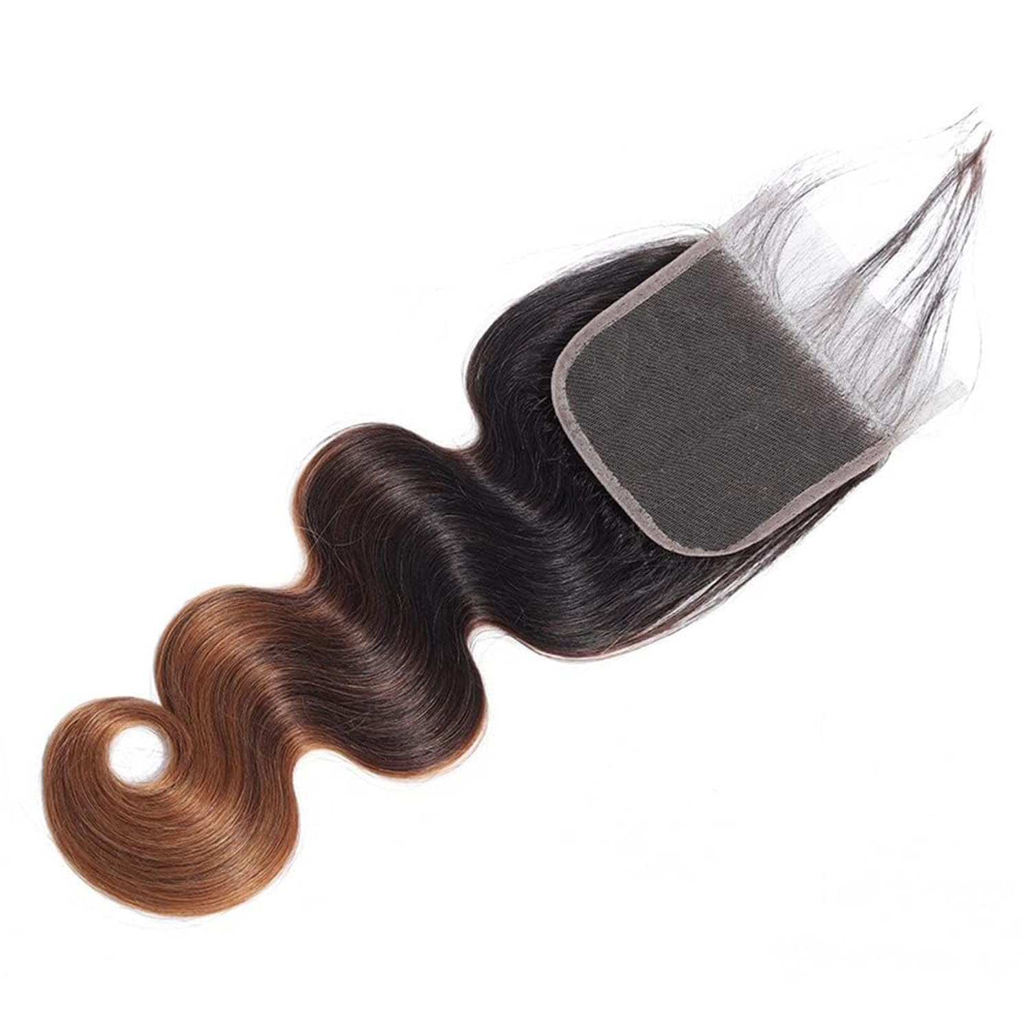 Ombre Closure 4x4 Transparent Lace 1b/30 Closure Brazilian Virgin Hair Body Wave Long 18 Inch Honey Blonde Pre Plucked With Baby
