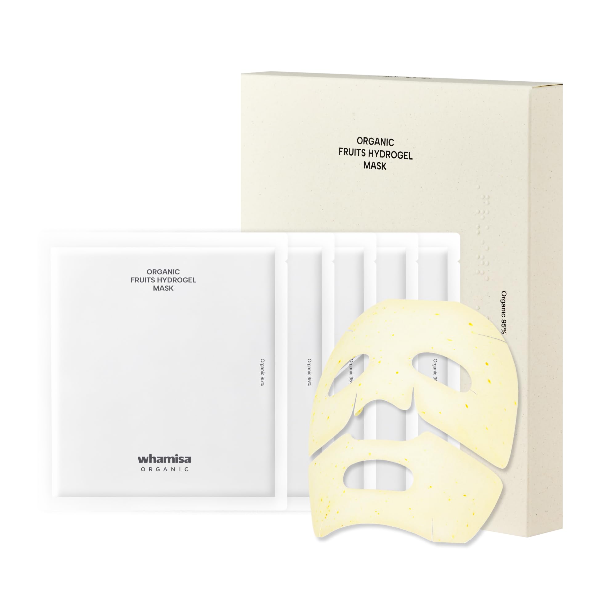 Whamisa Organic Fruits Hydrogel Facial Sheet Mask  Yuja, Hydration, Deep Moisture, Skin Care, Skin Elasticity, BlemishProne Sk
