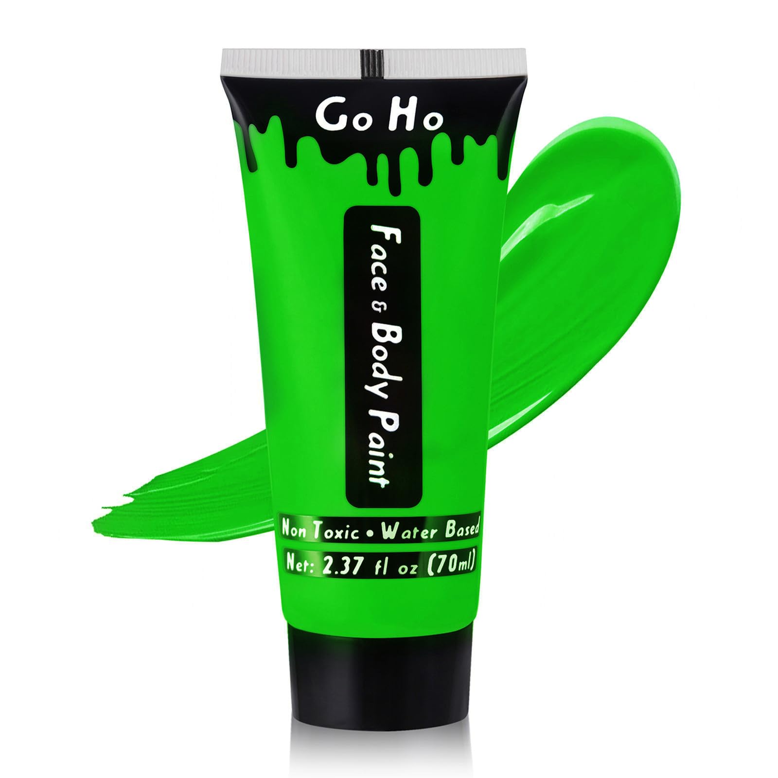 Go Ho Amazon Green Body Paint Washable(2.37Oz,70Ml),Water Based Cream Bright Green Face Paint,St Patricks Day Accessories,Hallow