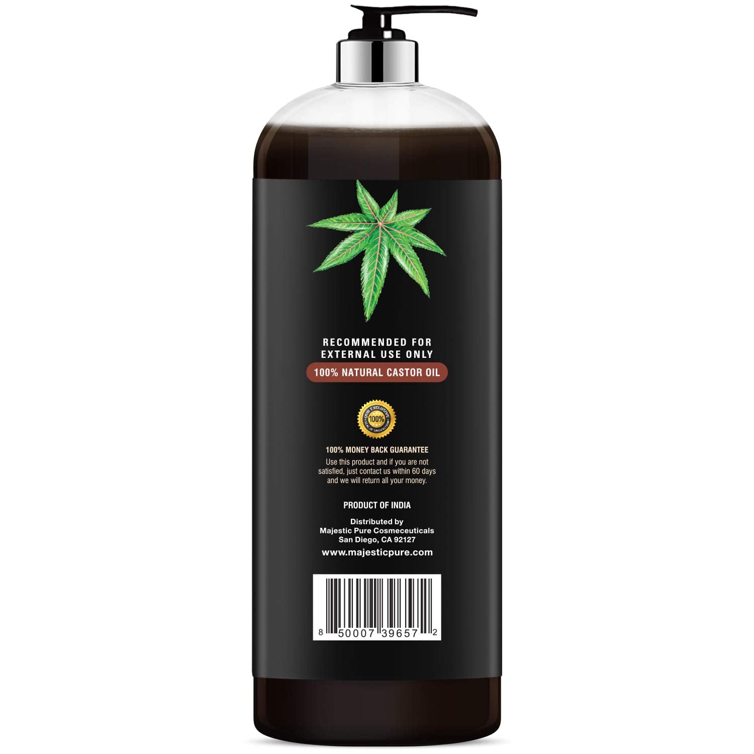 Majestic Pure Jamaican Black Castor Oil - Strengthening & Nourishing, 16 Fl Oz, Non-GMO, Brown
