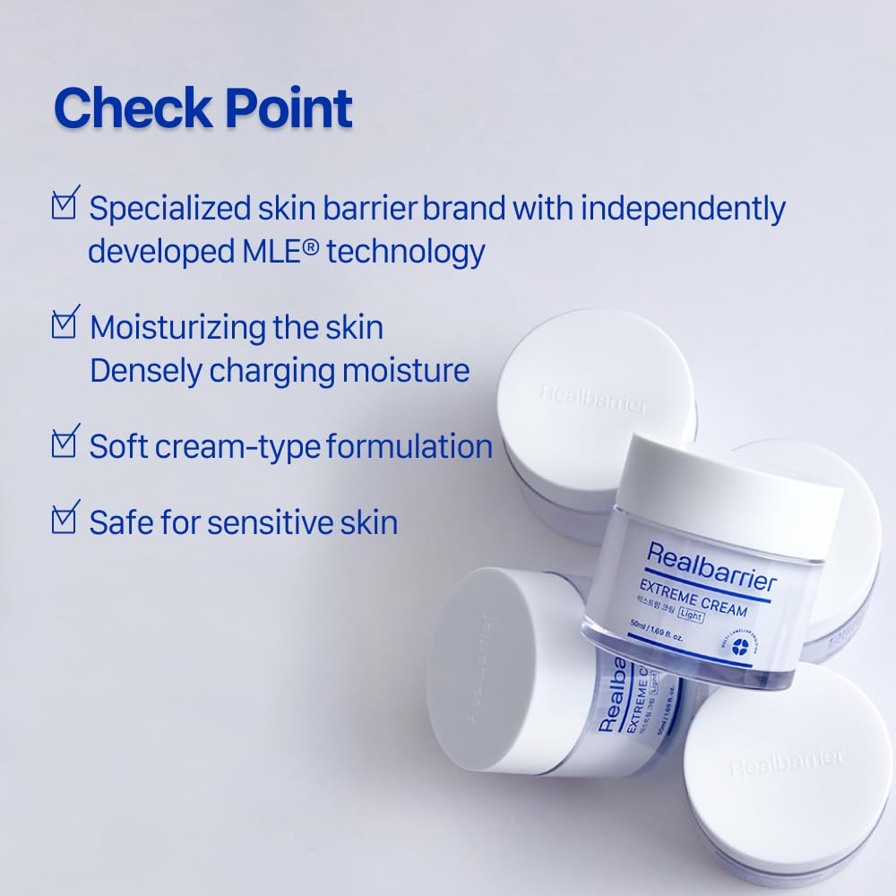 Real Barrier Extreme Cream Light 1.69 Fl Oz, Lightweight Daily Soft Cream Facial Moisturizing Soothing Cream With Hyaluronic Aci