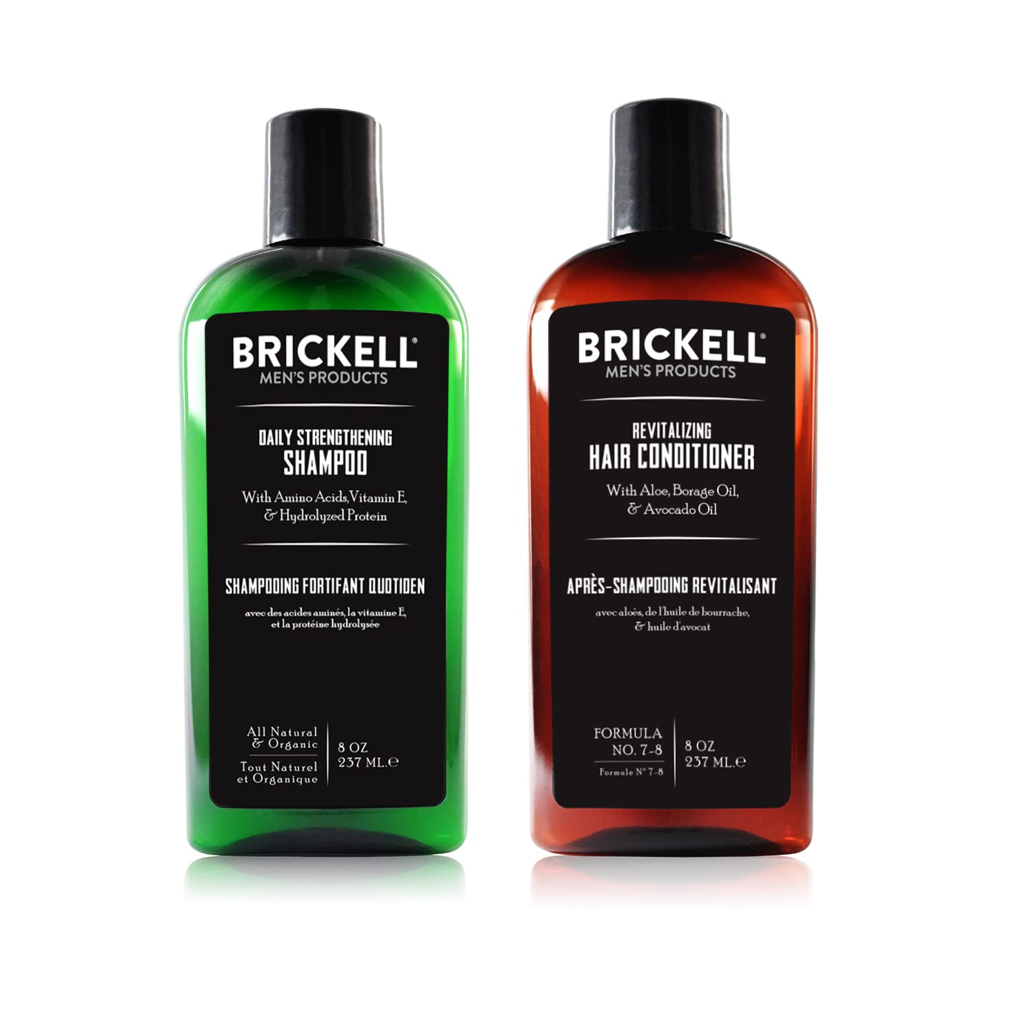 Brickell Men's Daily Revitalizing Hair Care Routine, Shampoo and Conditioner Set For Men, Mint and Tea Tree Oil Shampoo, Strengt
