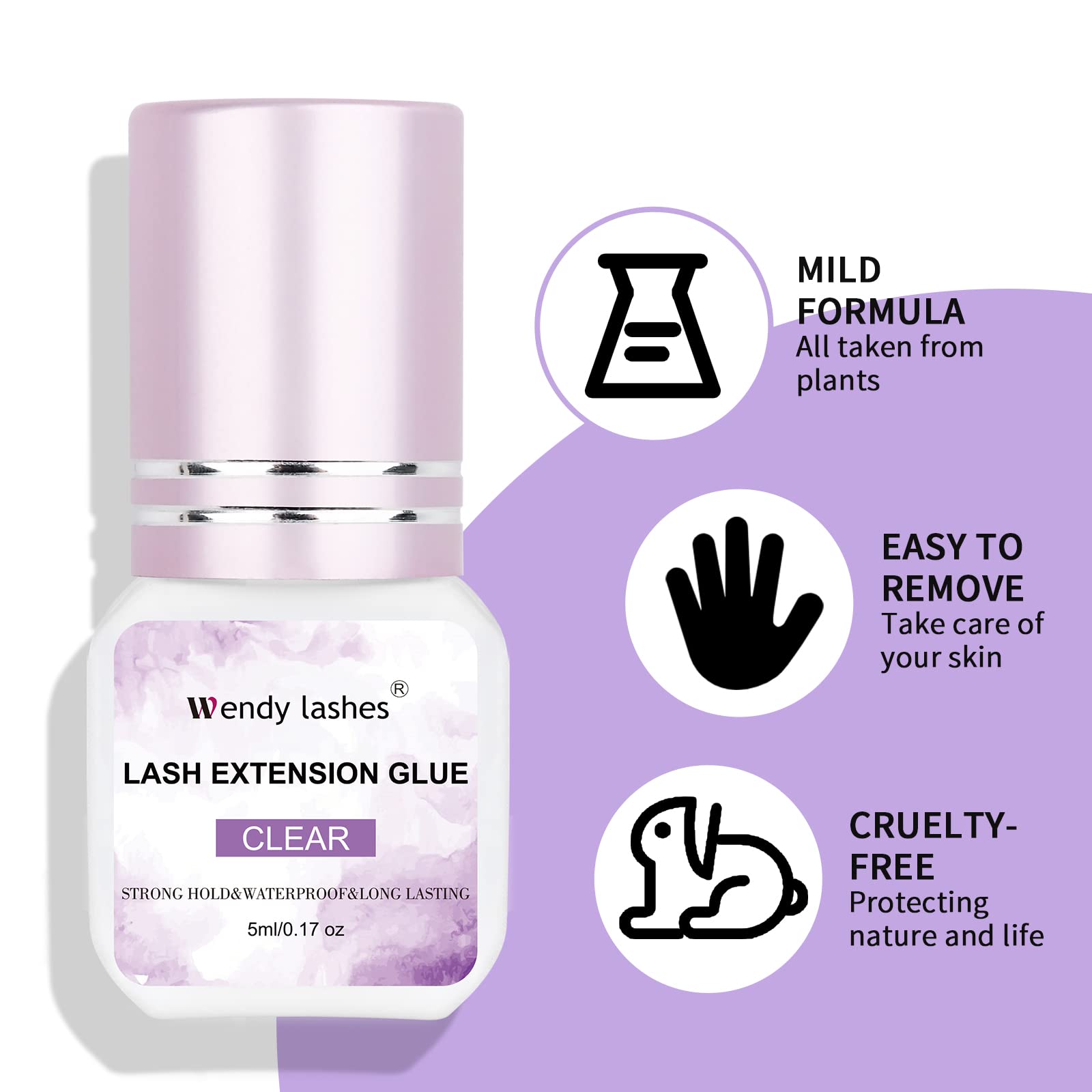 Lash Glue Lash Extension Glue 1-2S Fast Drying Strong Hold Clear Glue Long Lasting Glue Waterproof Eye Lash Glue Lash Extension