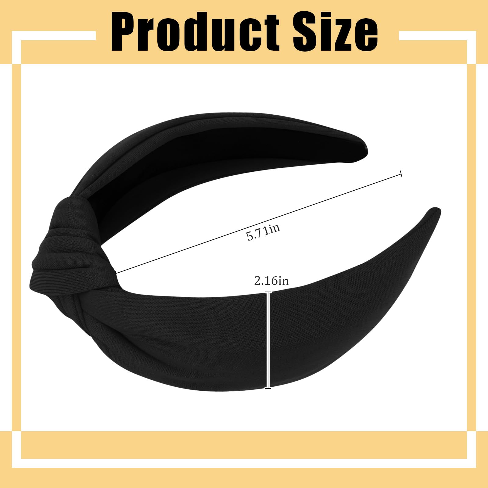 Ondder Black Top Knot Headbands - Cloth Wide Knotted Non-Slip Fashion Headbands For Women, Girls' Hair