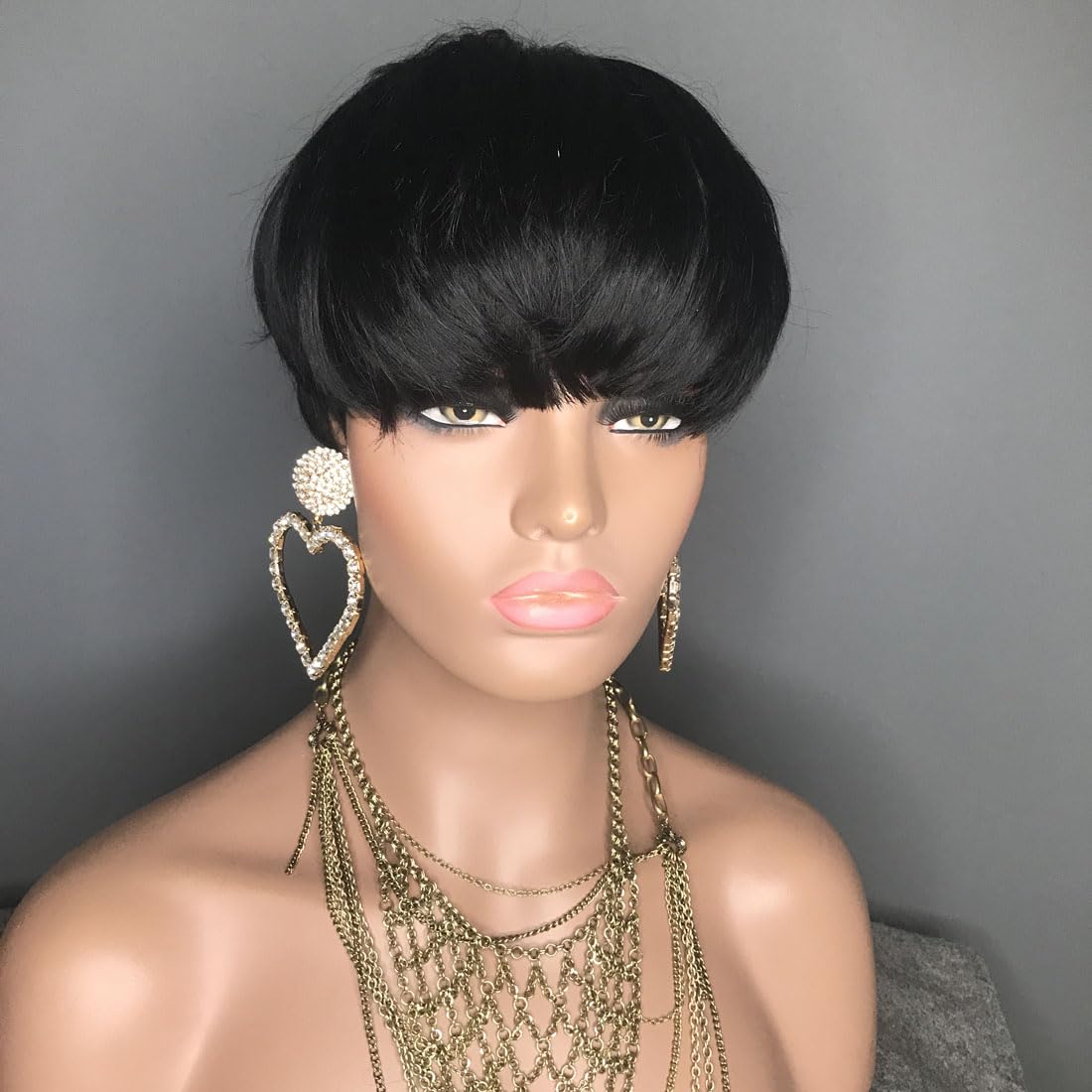 Hotkis Short Pixie Cut Wig Human Hair Short Wigs Human Hair For Black Women Short Straight Pixie Cut Human Hair Wigs With Neat B