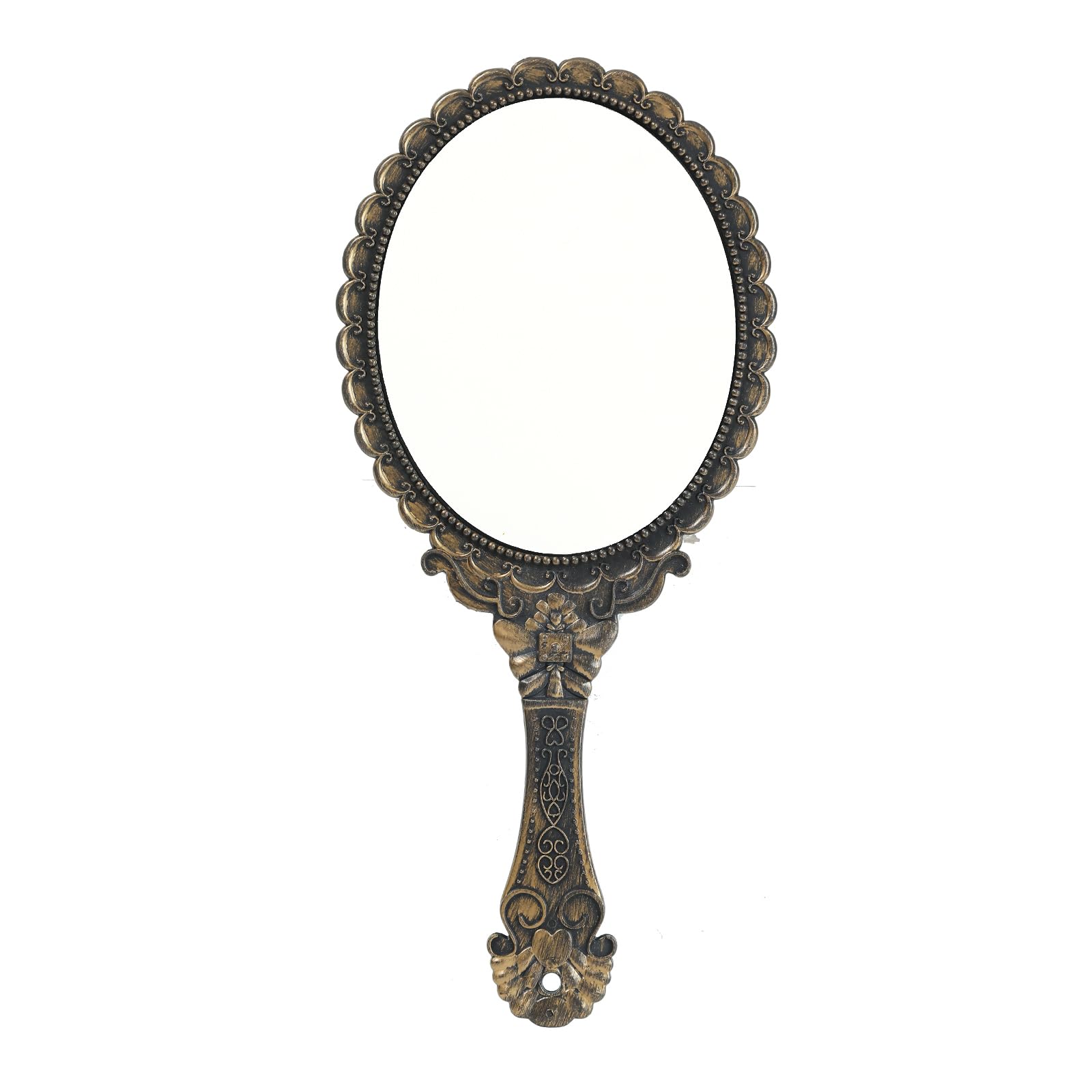 XPXKJ Hand Mirror Vintage Handheld Mirror with Handle Vanity Makeup Mirror Travel Mirrors (Rust Gold, Oval)